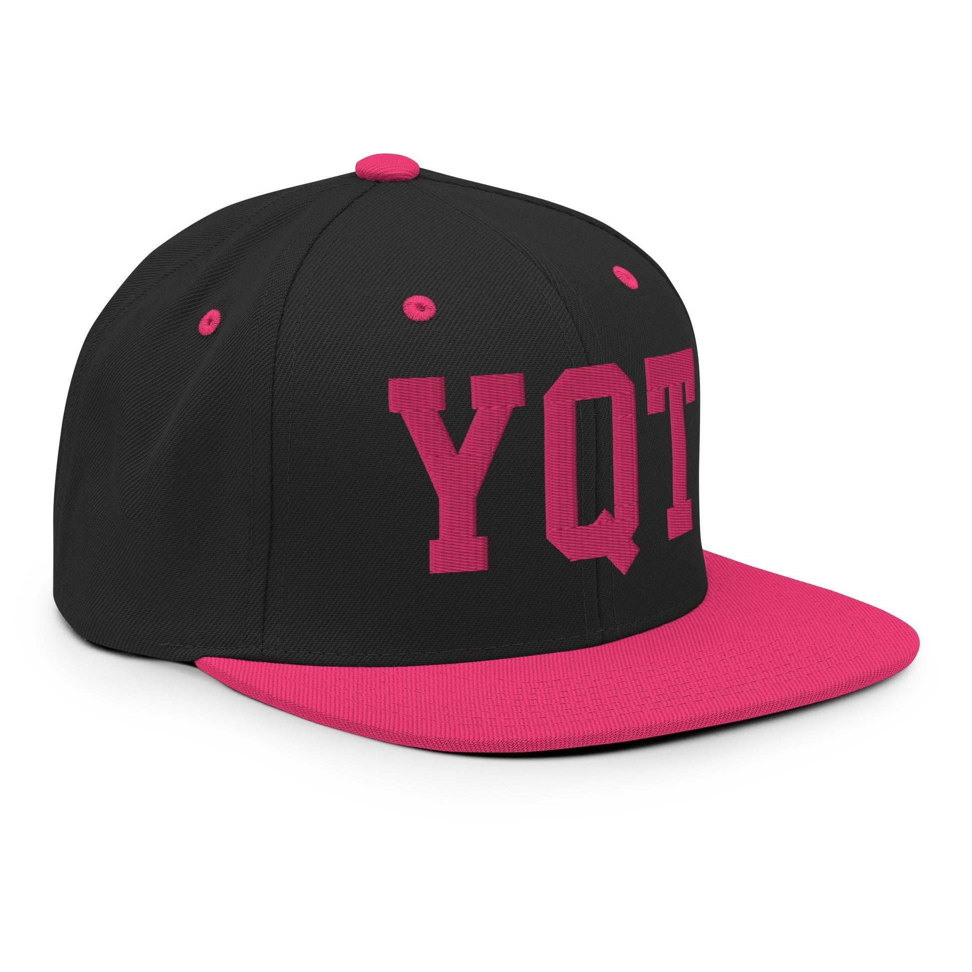 College-Style Classic Snapback Hat • Pink Embroidery • YQT Thunder Bay • YHM Designs - Image 10