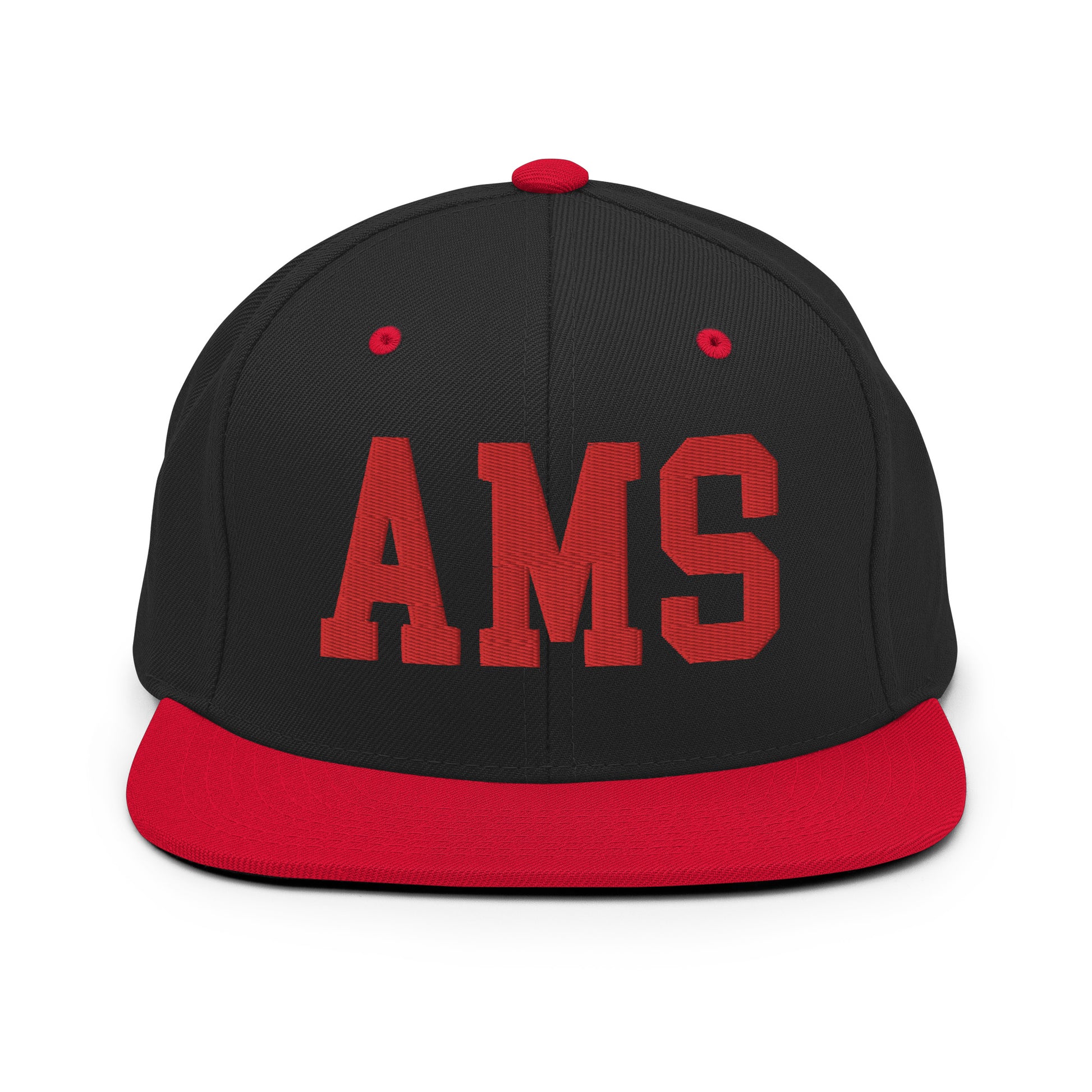 College-Style Classic Snapback Hat • Red • AMS Amsterdam • YHM Designs - Image 11