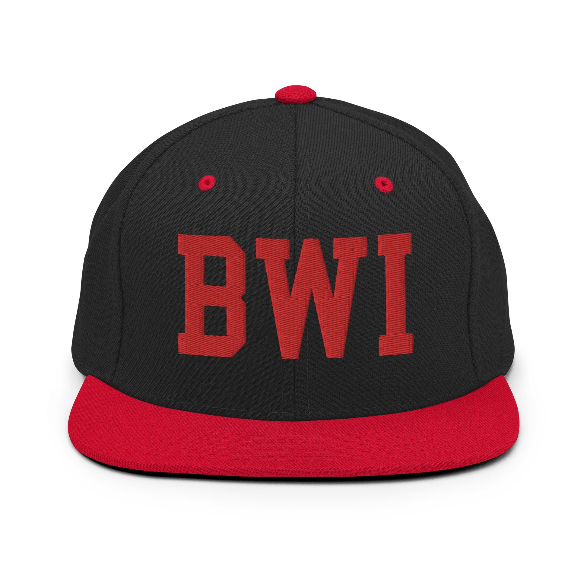 College-Style Classic Snapback Hat • Red • BWI Baltimore • YHM Designs - Image 11