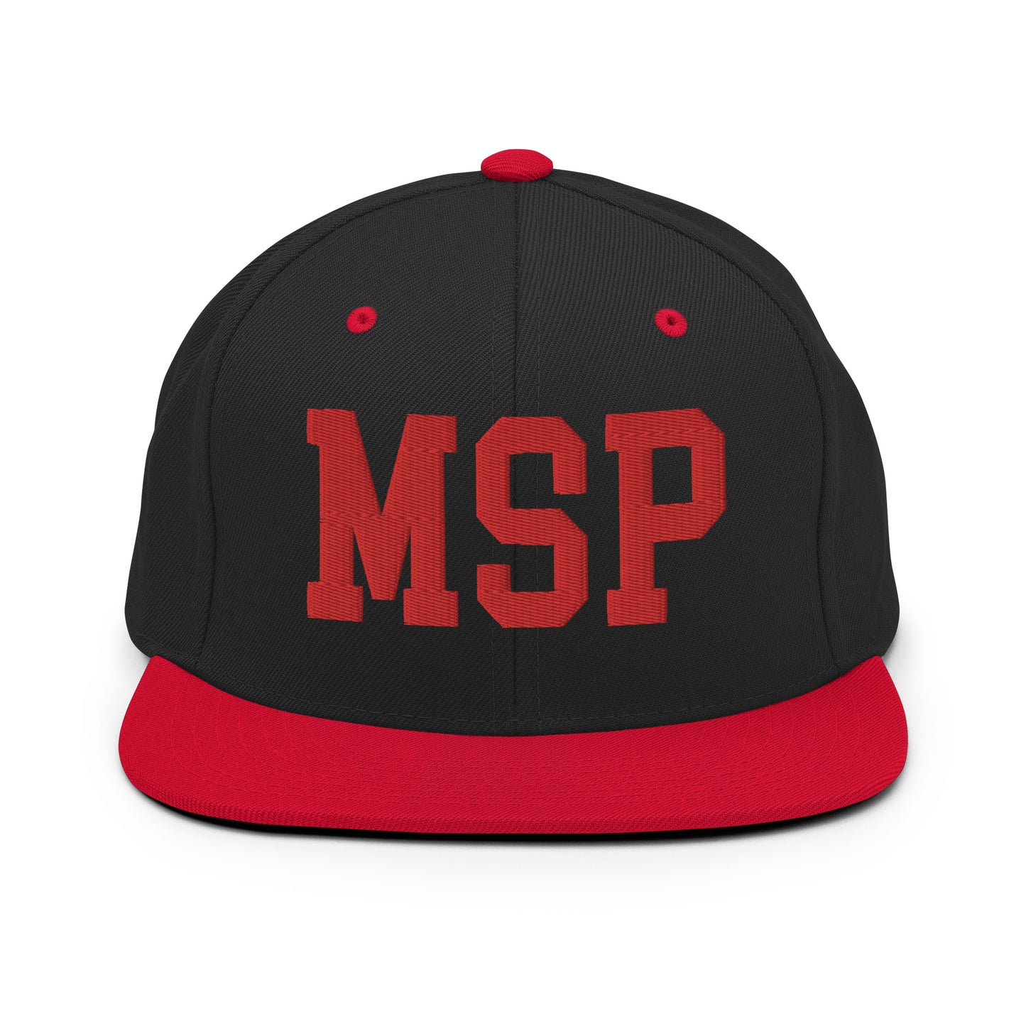 College-Style Classic Snapback Hat • Red • MSP Minneapolis • YHM Designs - Image 11