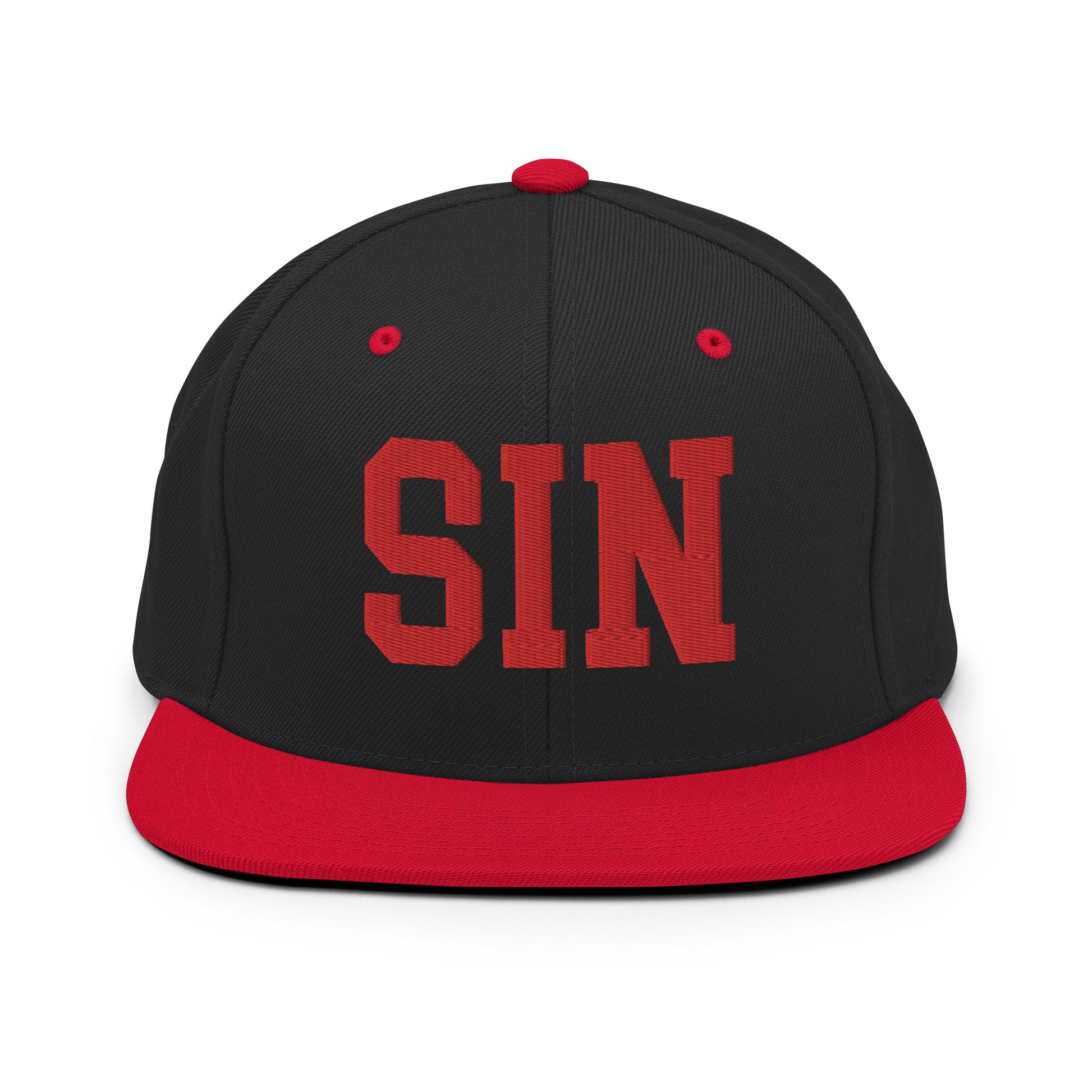 College-Style Classic Snapback Hat • Red • SIN Singapore • YHM Designs - Image 11