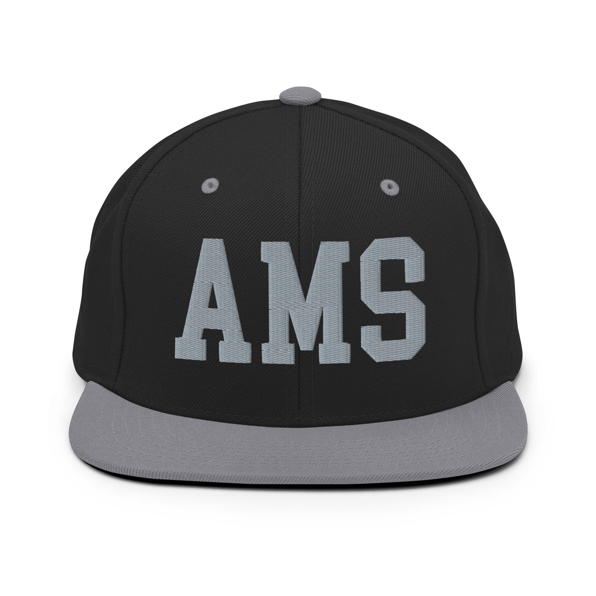 College-Style Classic Snapback Hat • Grey • AMS Amsterdam • YHM Designs - Image 11
