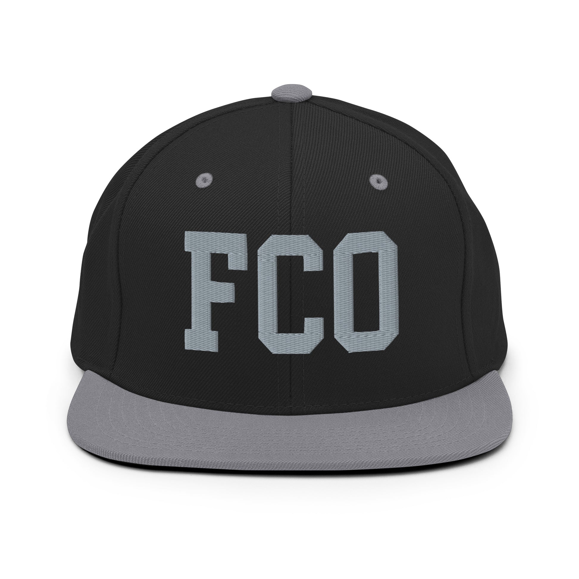 College-Style Classic Snapback Hat • Grey • FCO Rome Souvenir • YHM Designs - Image 11