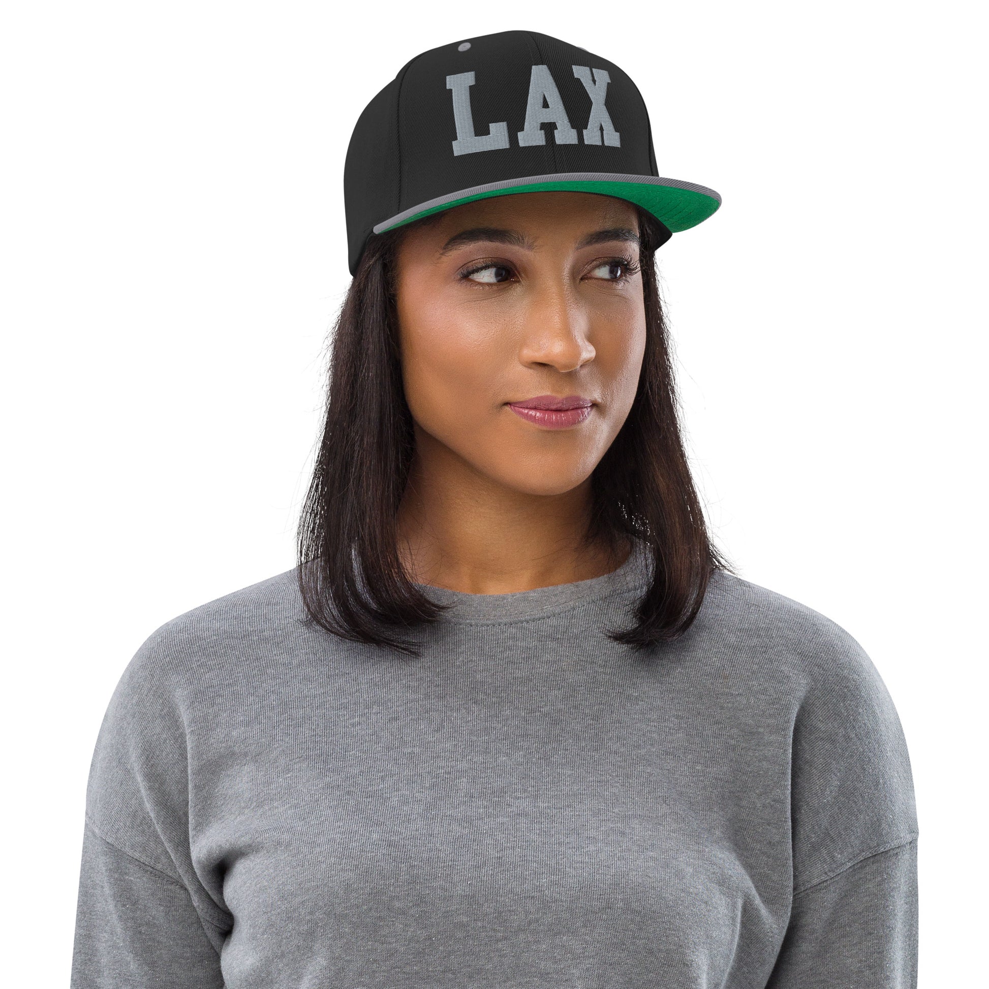 College-Style Classic Snapback Hat • Grey • LAX Los Angeles • YHM Designs - Image 04