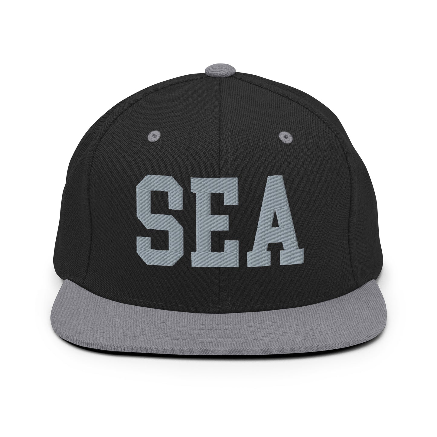 College-Style Classic Snapback Hat • Grey • SEA Seattle • YHM Designs - Image 11