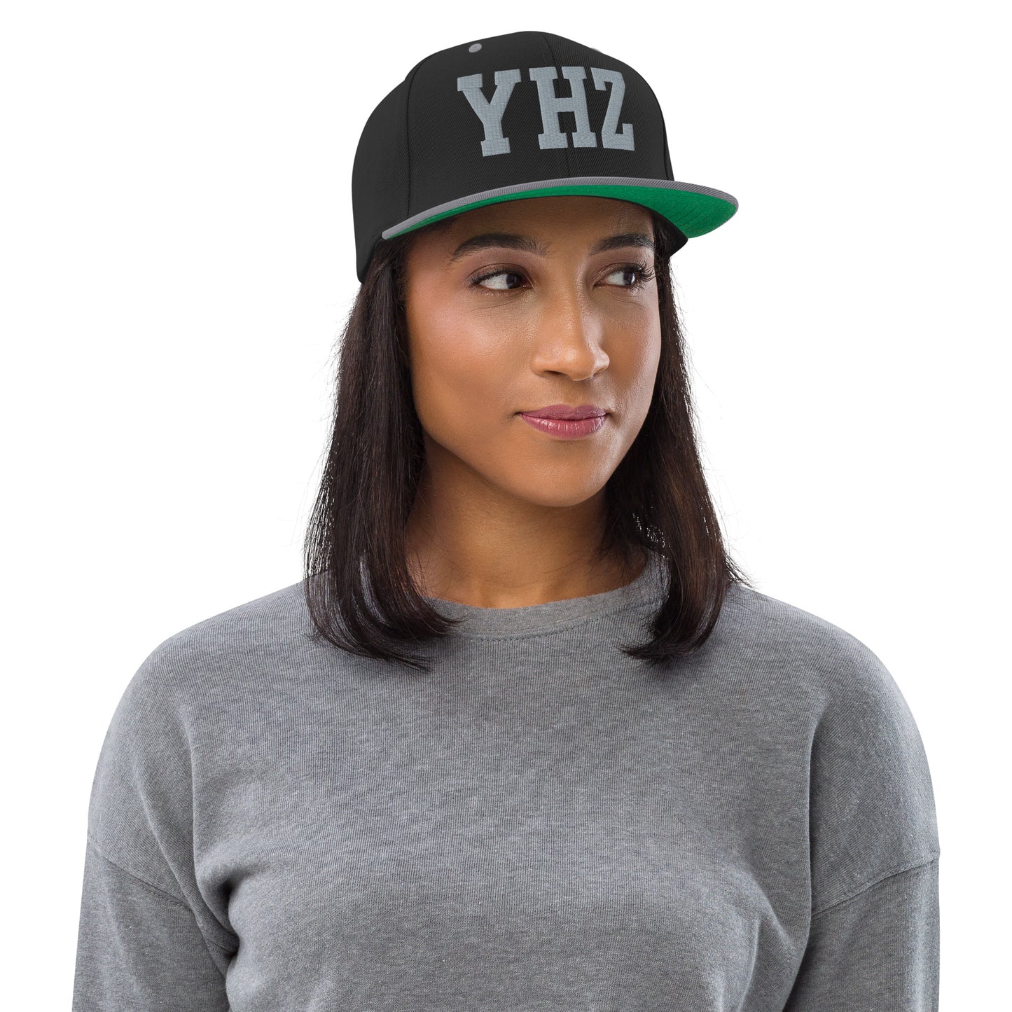 College-Style Classic Snapback Hat • Grey • YHZ Halifax Souvenir • YHM Designs - Image 04