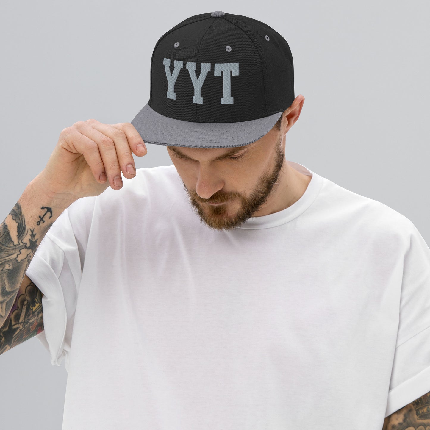 College-Style Classic Snapback Hat • Grey • YYT St. John's • YHM Designs - Image 06