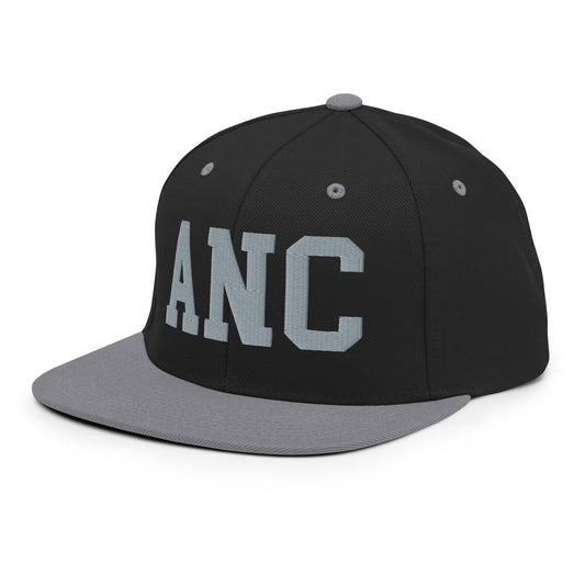 College-Style Classic Snapback Hat • Grey • ANC Anchorage • YHM Designs - Image 01