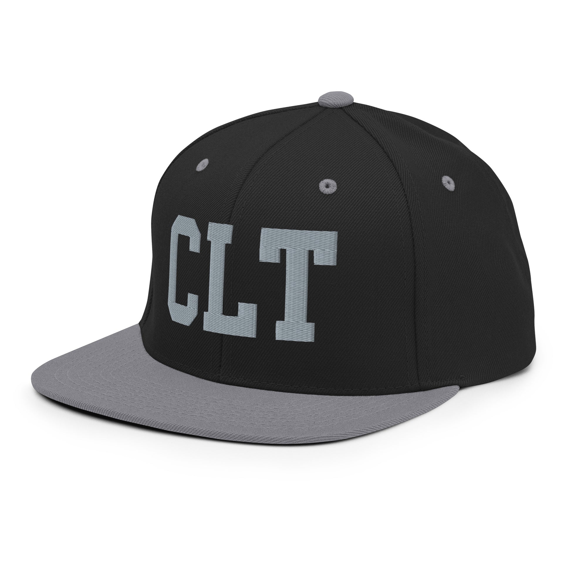 College-Style Classic Snapback Hat • Grey • CLT Charlotte • YHM Designs - Image 01