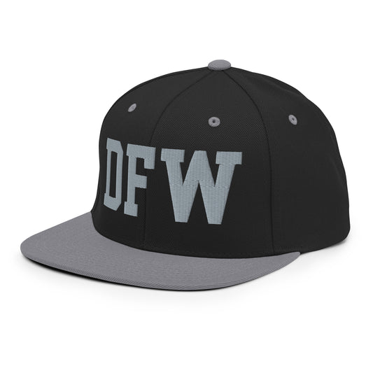 College-Style Classic Snapback Hat • Grey • DFW Dallas • YHM Designs - Image 01