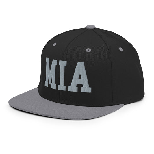 College-Style Classic Snapback Hat • Grey • MIA Miami • YHM Designs - Image 01
