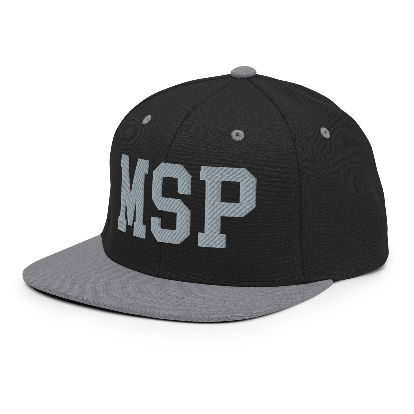 College-Style Classic Snapback Hat • Grey • MSP Minneapolis Souvenir • YHM Designs - Image 01