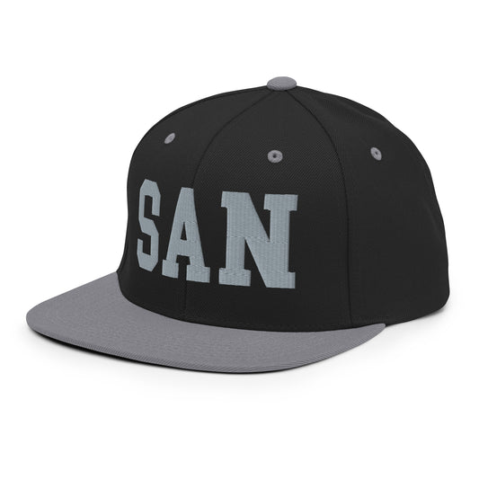 College-Style Classic Snapback Hat • Grey • SAN San Diego • YHM Designs - Image 01