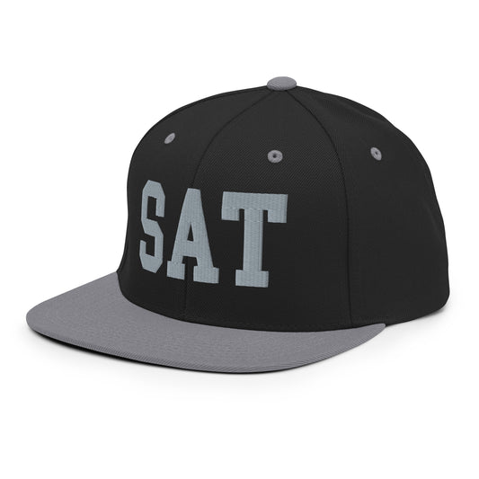 College-Style Classic Snapback Hat • Grey • SAT San Antonio • YHM Designs - Image 01