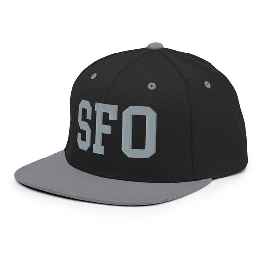 College-Style Classic Snapback Hat • Grey • SFO San Francisco • YHM Designs - Image 01