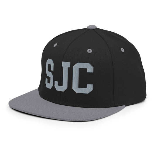 College-Style Classic Snapback Hat • Grey • SJC San Jose • YHM Designs - Image 01