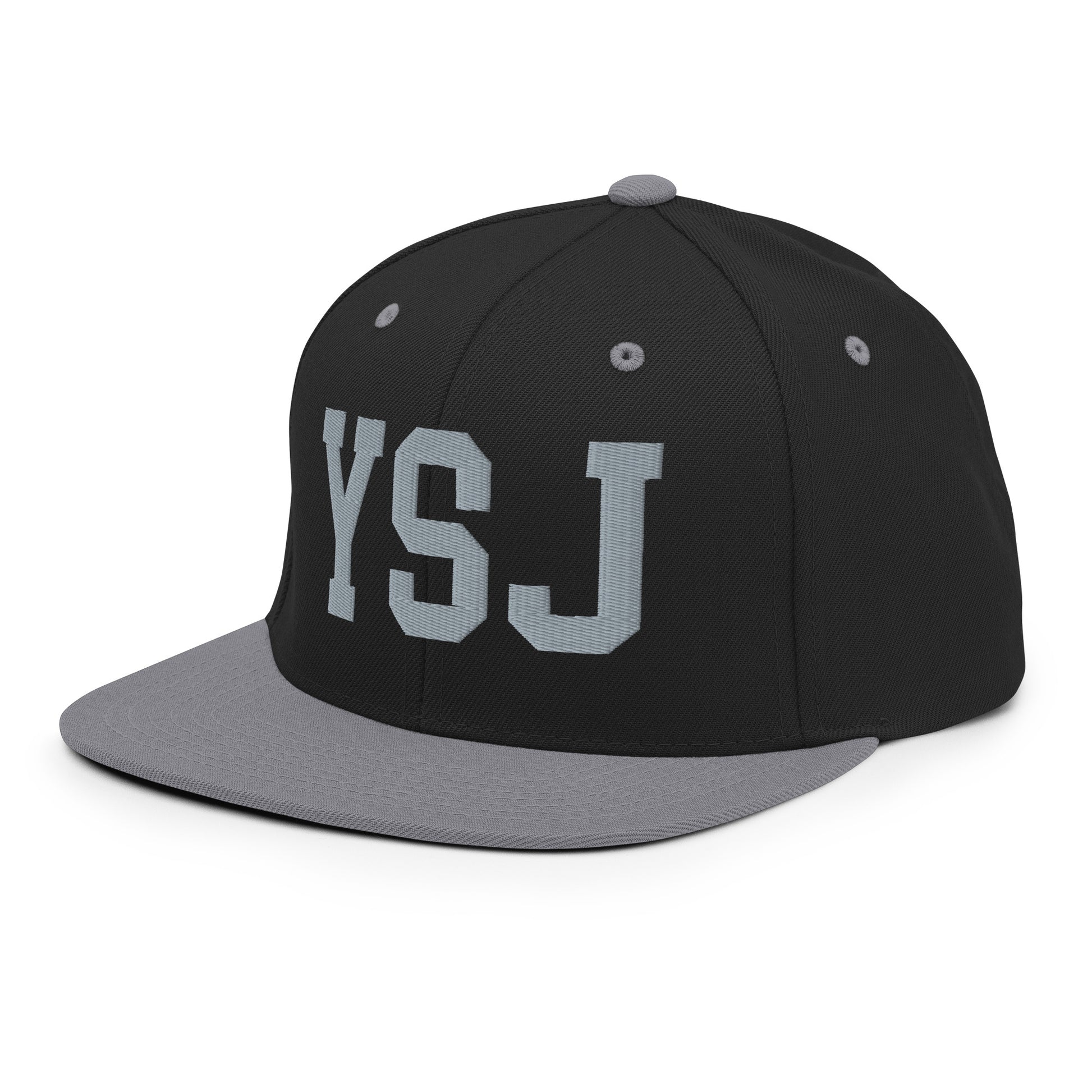 College-Style Classic Snapback Hat • Grey • YSJ Saint John Souvenir • YHM Designs - Image 01