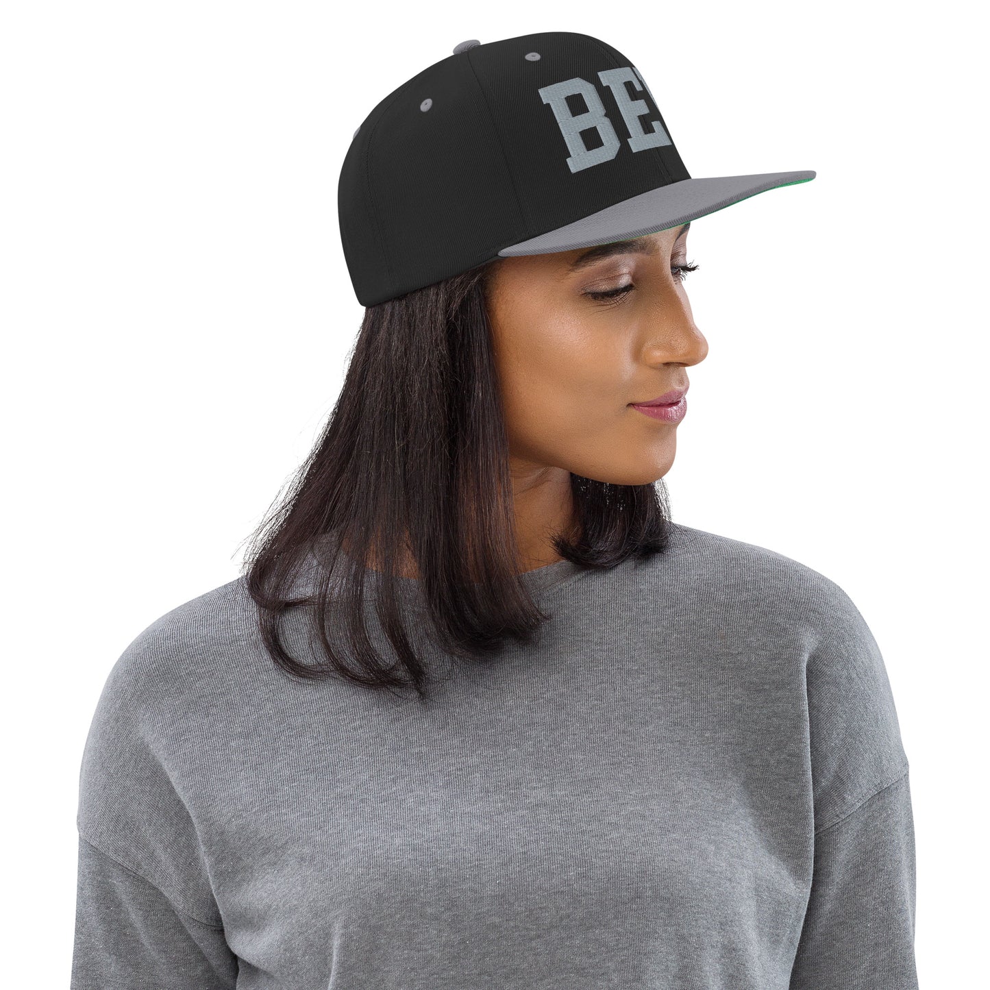 College-Style Classic Snapback Hat • Grey • BER Berlin • YHM Designs - Image 02