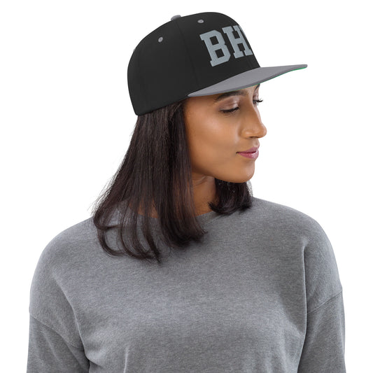 College-Style Classic Snapback Hat • Grey • BHM Birmingham • YHM Designs - Image 02