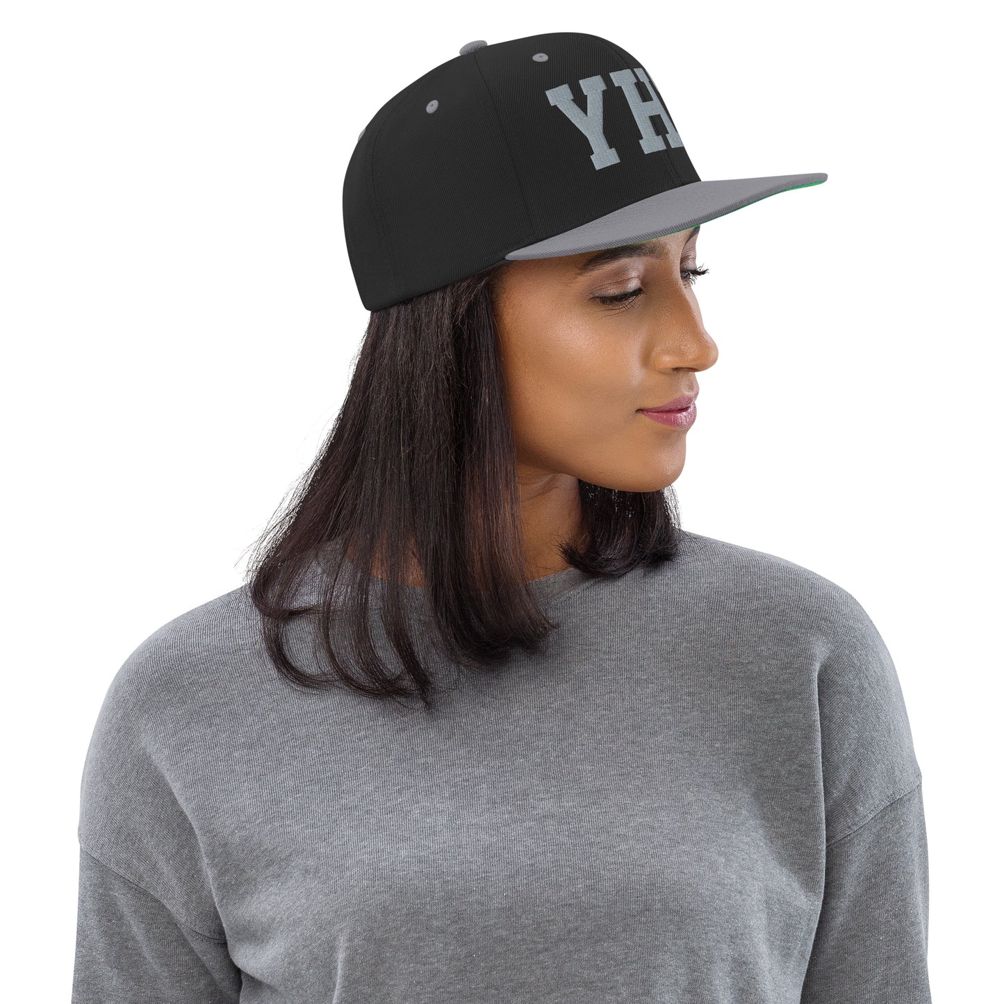 College-Style Classic Snapback Hat • Grey • YHZ Halifax Souvenir • YHM Designs - Image 02