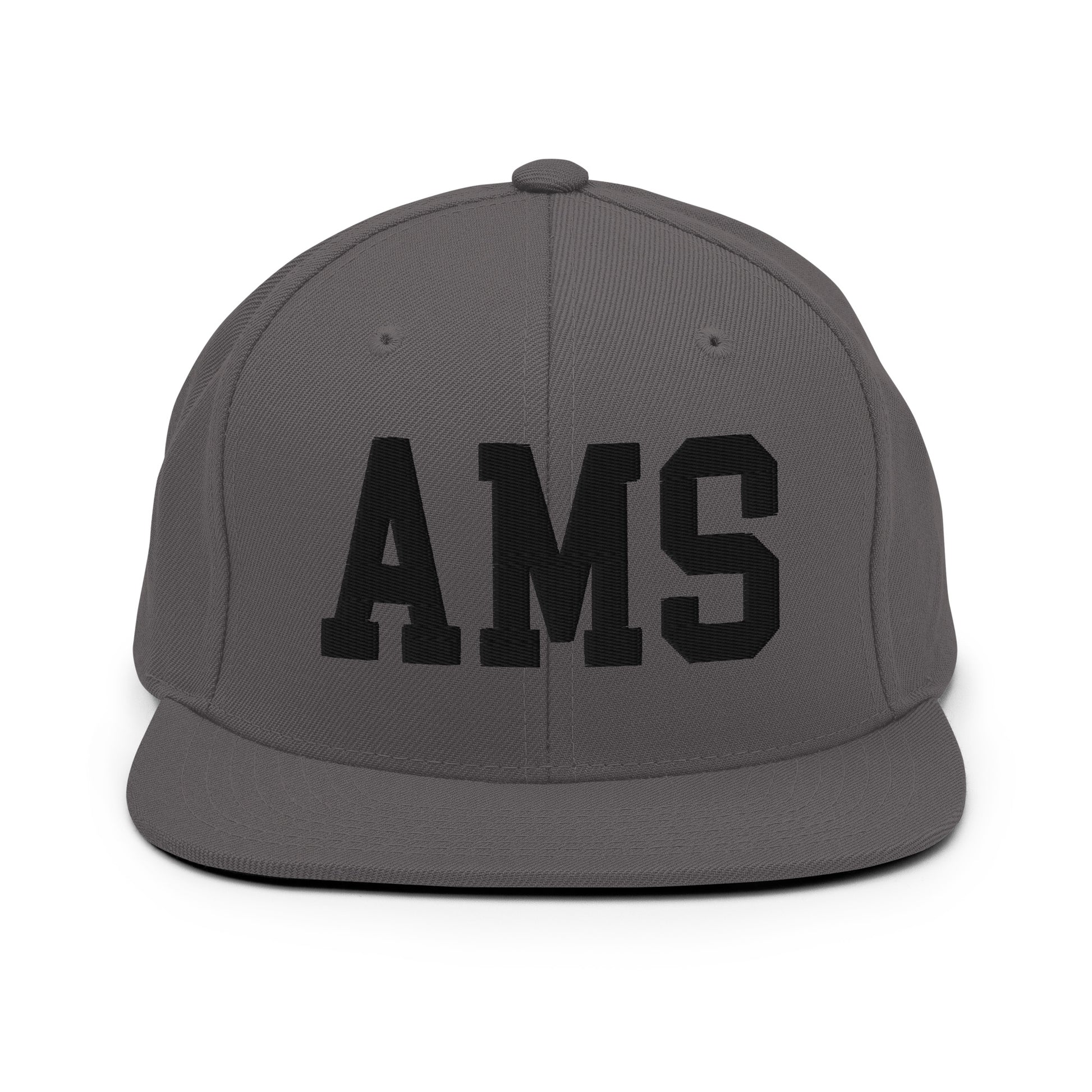 College-Style Classic Snapback Hat • Black • AMS Amsterdam • YHM Designs - Image 15
