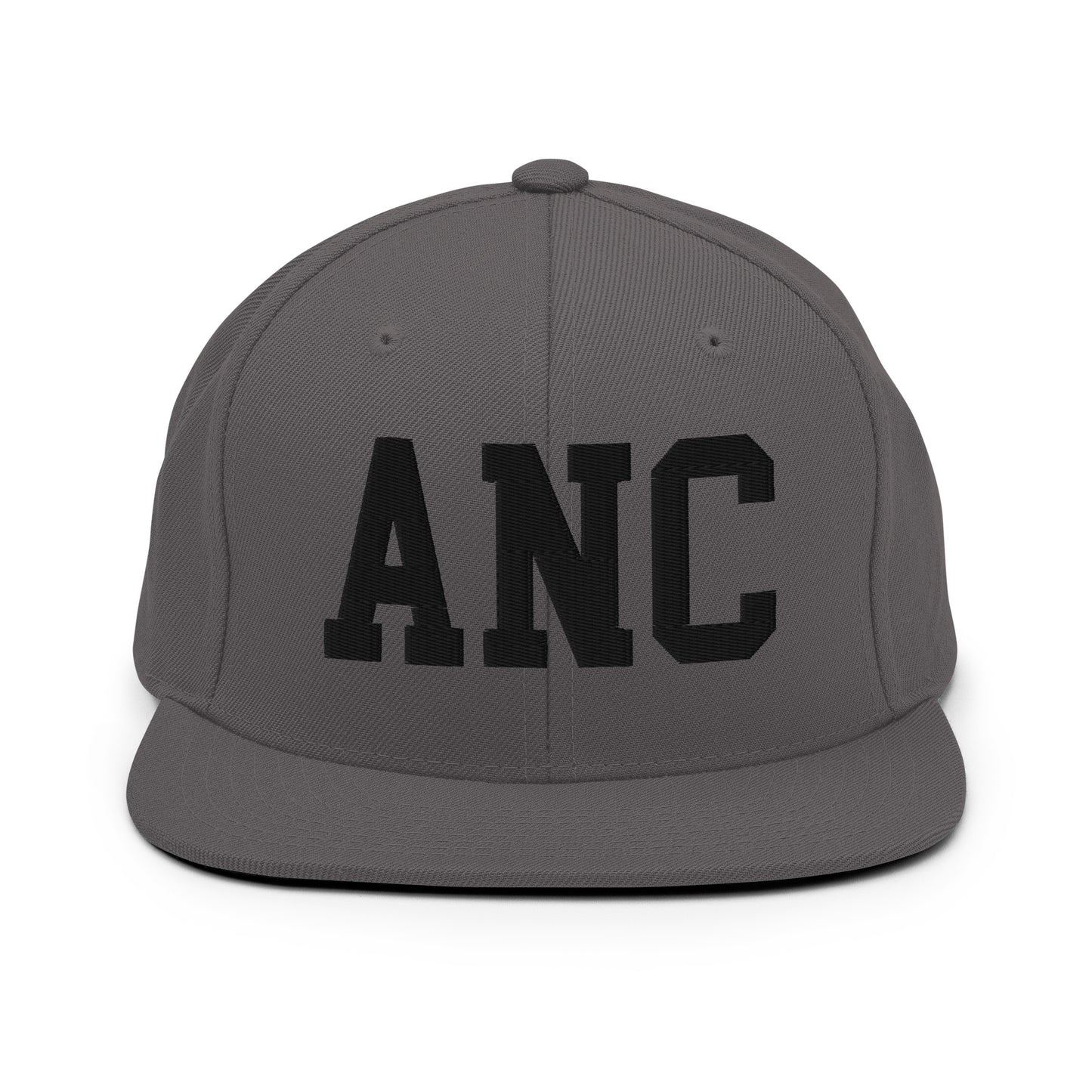 College-Style Classic Snapback Hat • Black • ANC Anchorage Souvenir • YHM Designs - Image 15