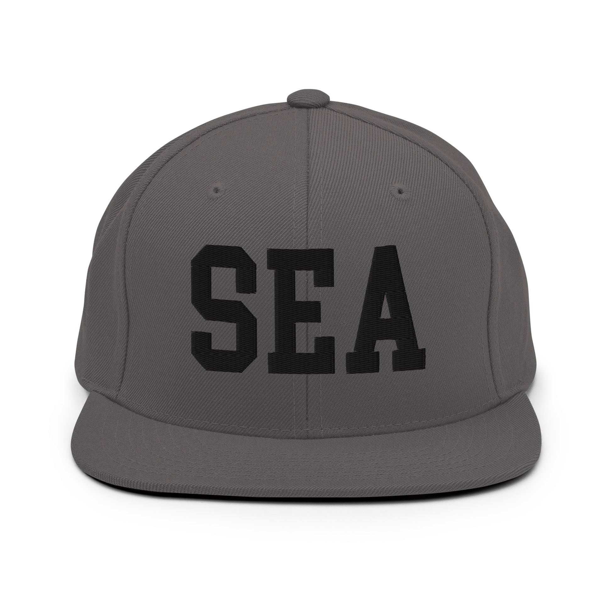 College-Style Classic Snapback Hat • Black • SEA Seattle • YHM Designs - Image 15