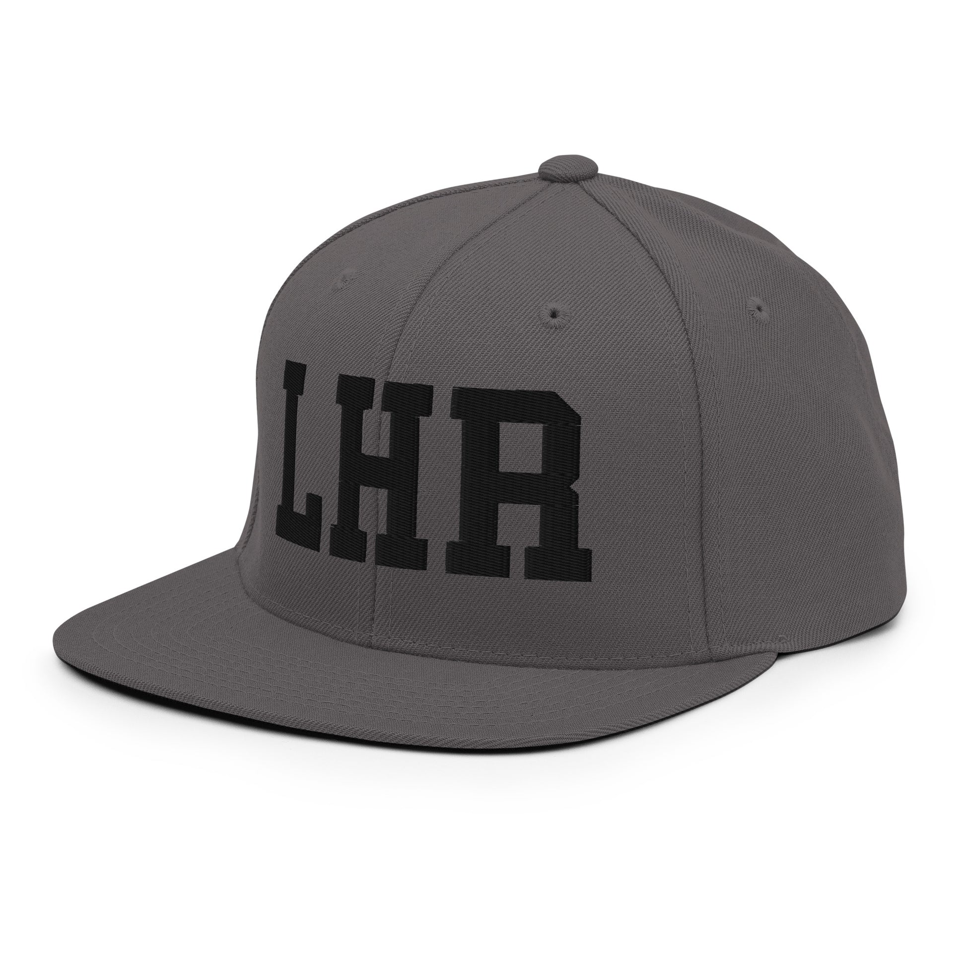 College-Style Classic Snapback Hat • Black • LHR London Souvenir • YHM Designs - Image 17