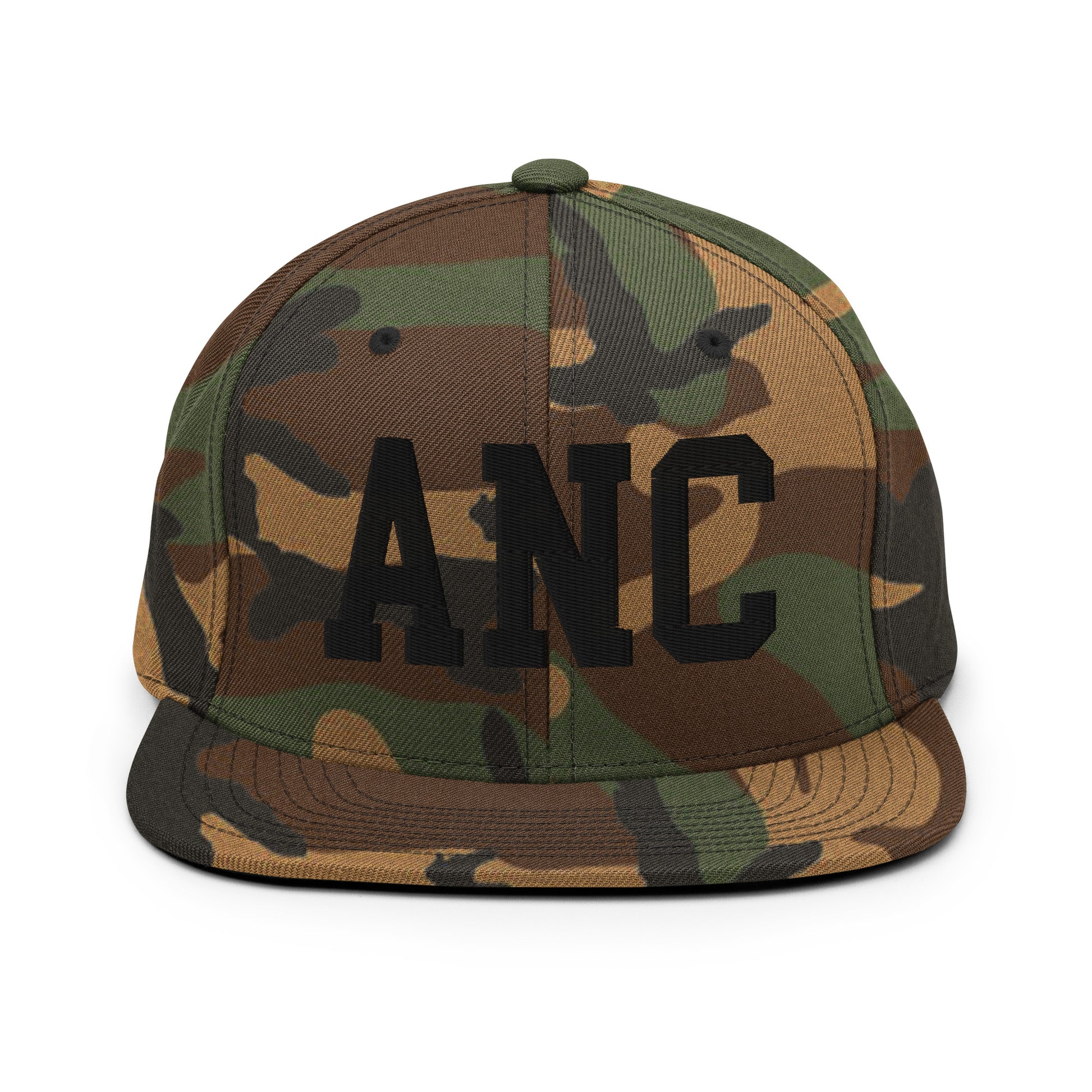 College-Style Classic Snapback Hat • Black • ANC Anchorage Souvenir • YHM Designs - Image 11