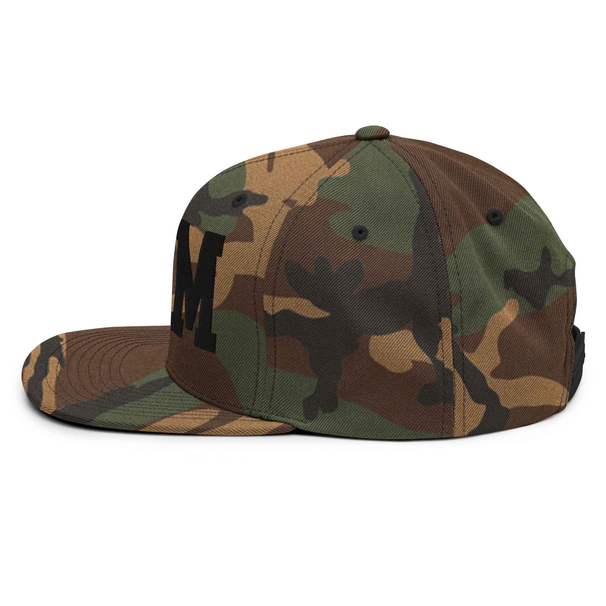 College-Style Classic Snapback Hat • Black • YQM Moncton • YHM Designs - Image 14