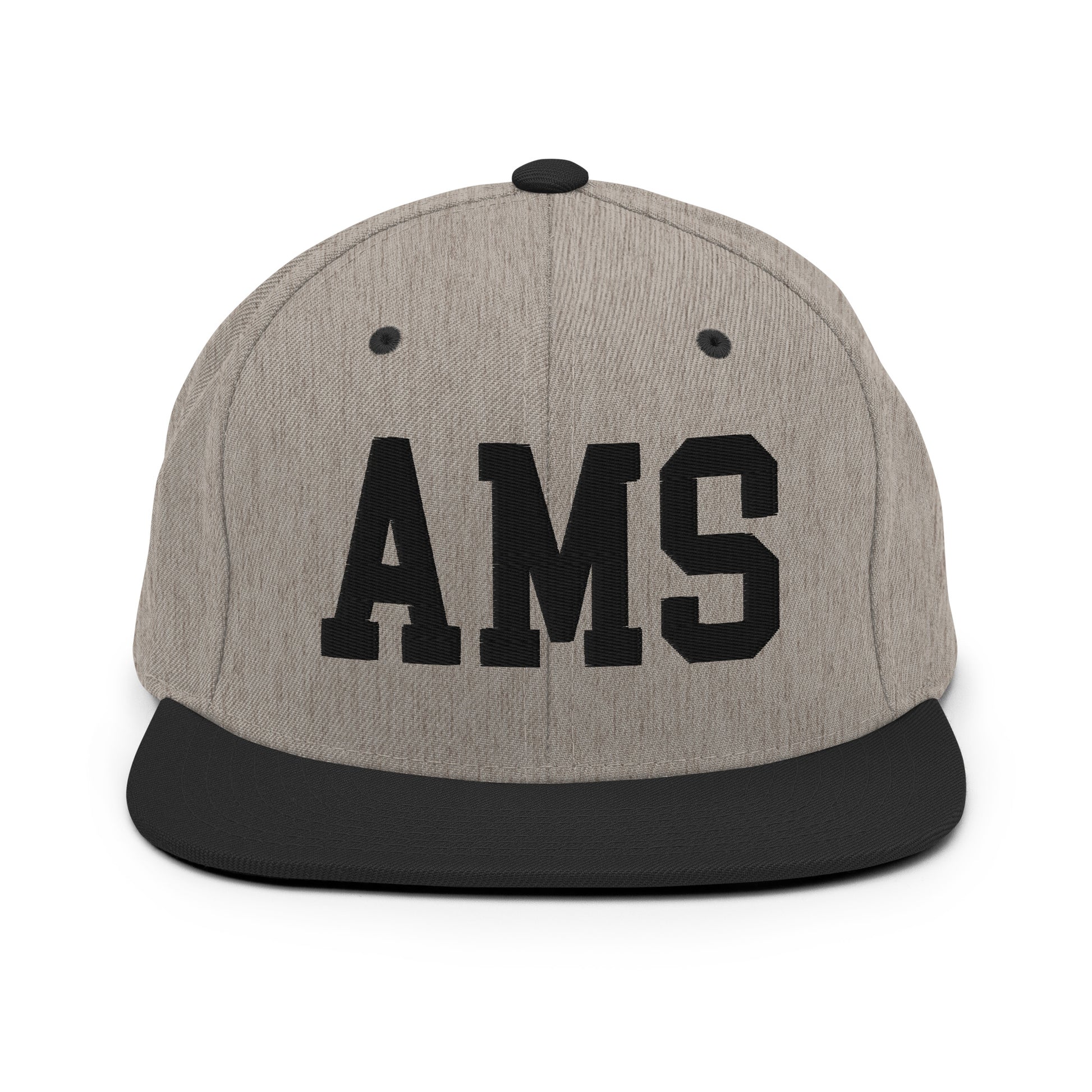College-Style Classic Snapback Hat • Black • AMS Amsterdam • YHM Designs - Image 23