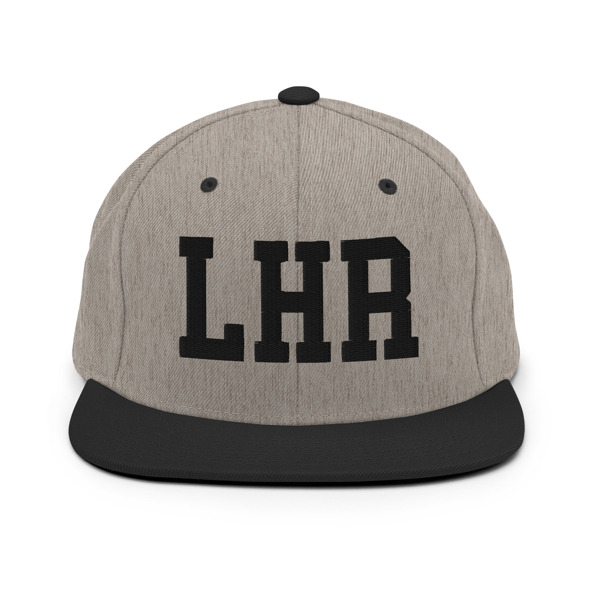 College-Style Classic Snapback Hat • Black • LHR London Souvenir • YHM Designs - Image 23