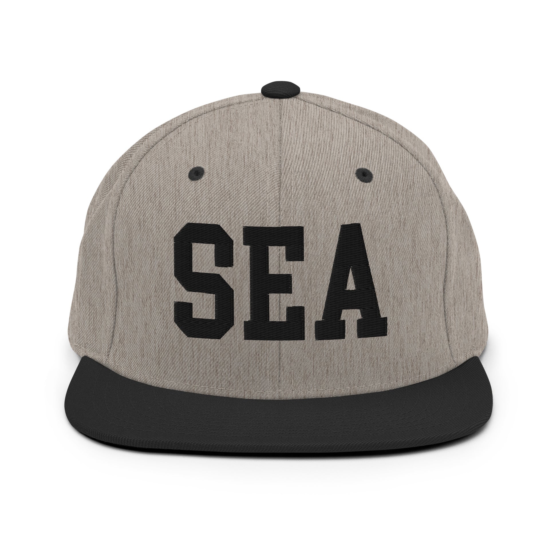 College-Style Classic Snapback Hat • Black • SEA Seattle • YHM Designs - Image 23