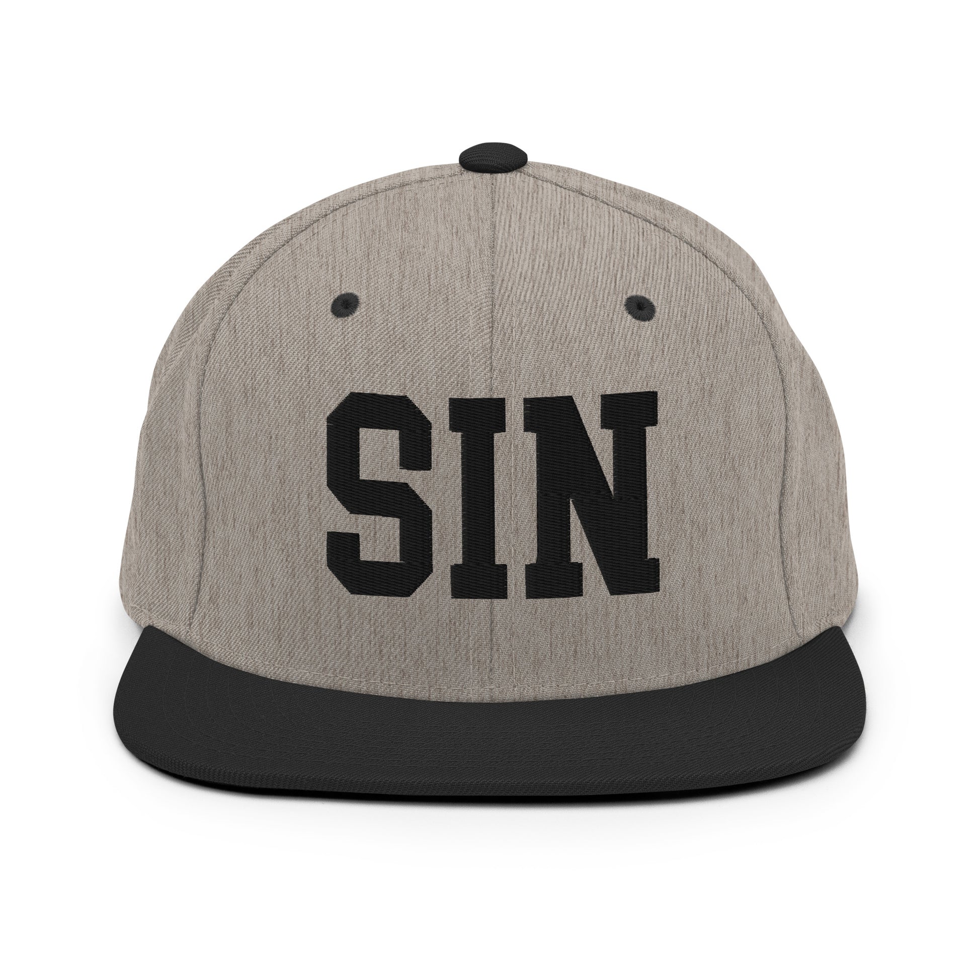 College-Style Classic Snapback Hat • Black • SIN Singapore Souvenir • YHM Designs - Image 23