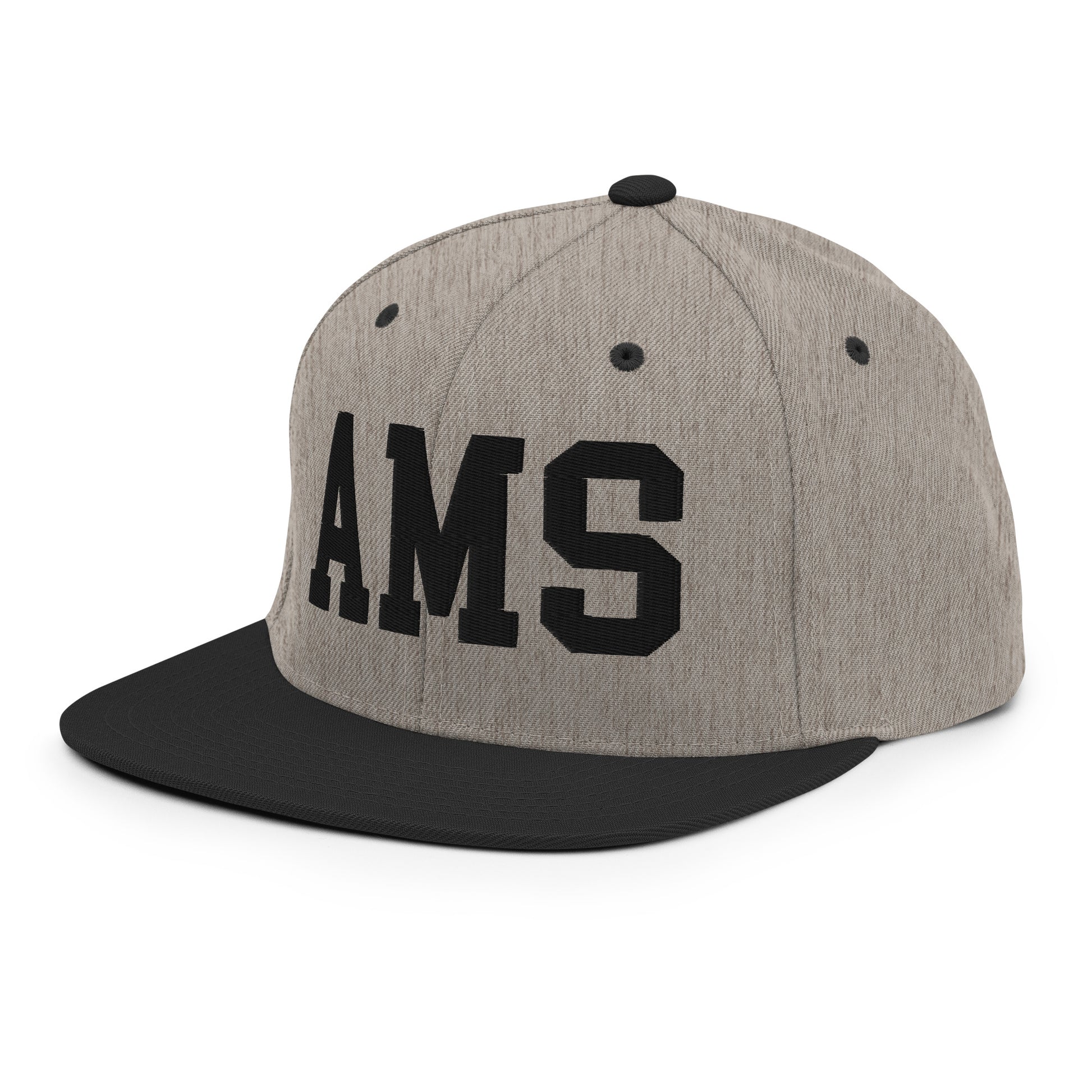College-Style Classic Snapback Hat • Black • AMS Amsterdam • YHM Designs - Image 25