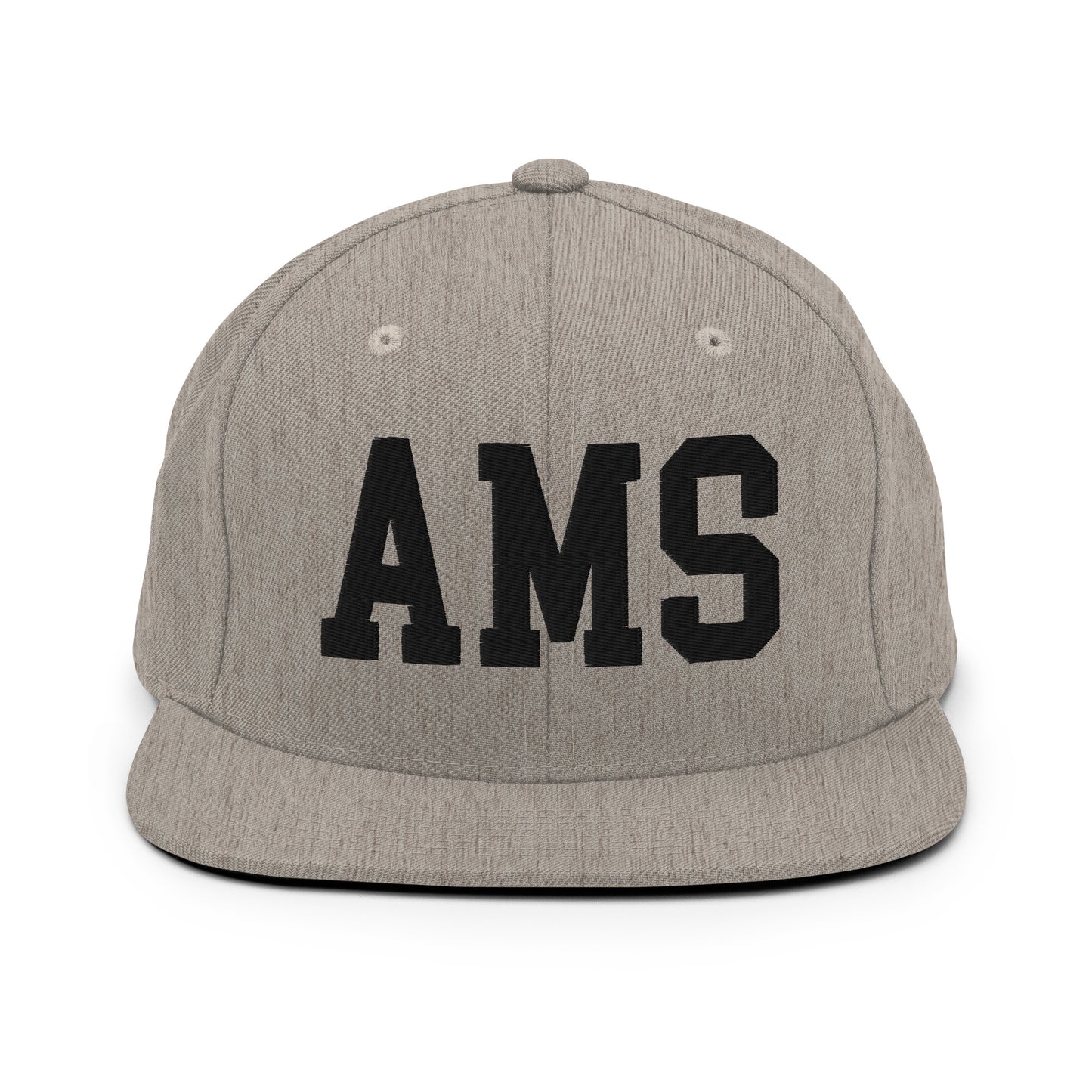 College-Style Classic Snapback Hat • Black • AMS Amsterdam • YHM Designs - Image 27