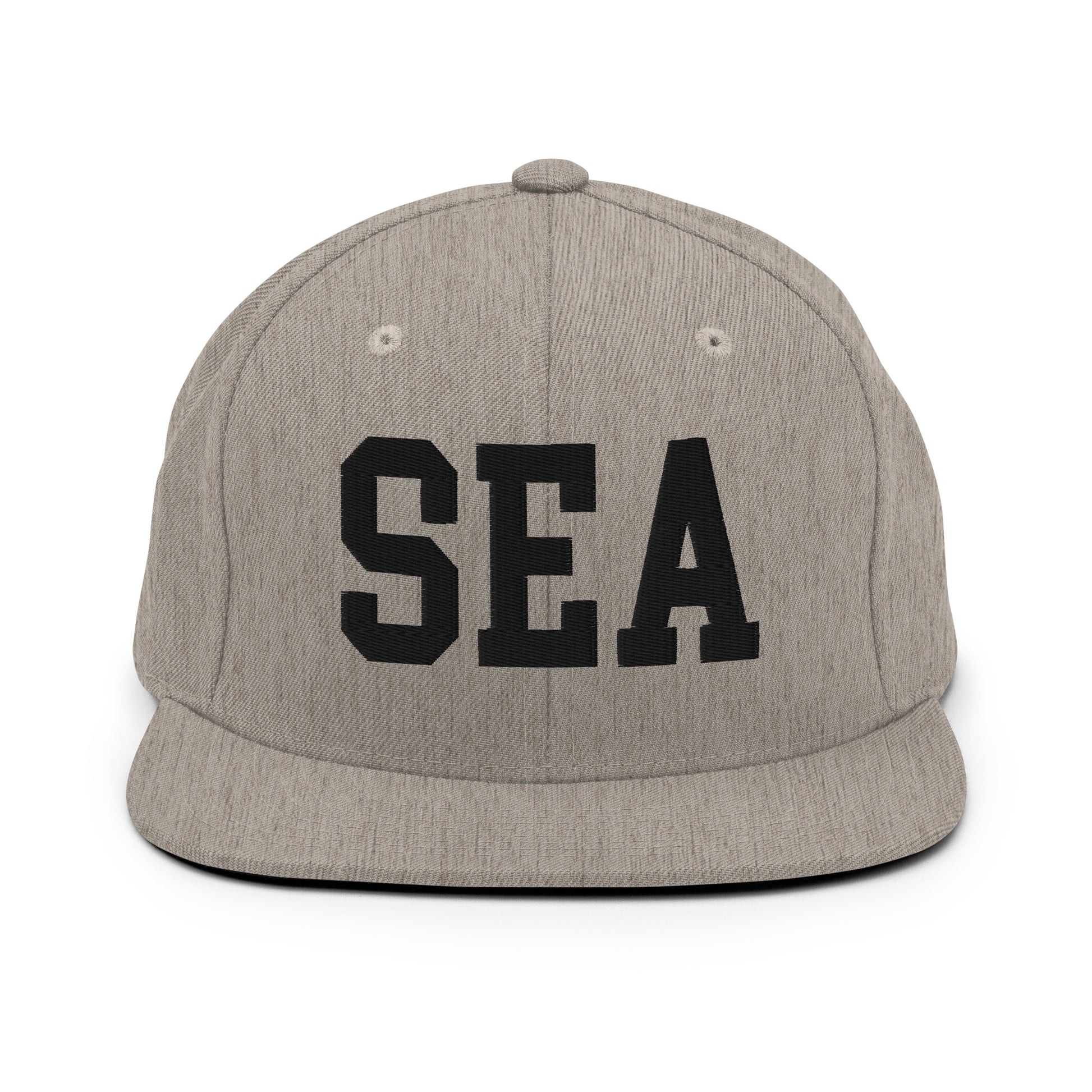 College-Style Classic Snapback Hat • Black • SEA Seattle • YHM Designs - Image 27