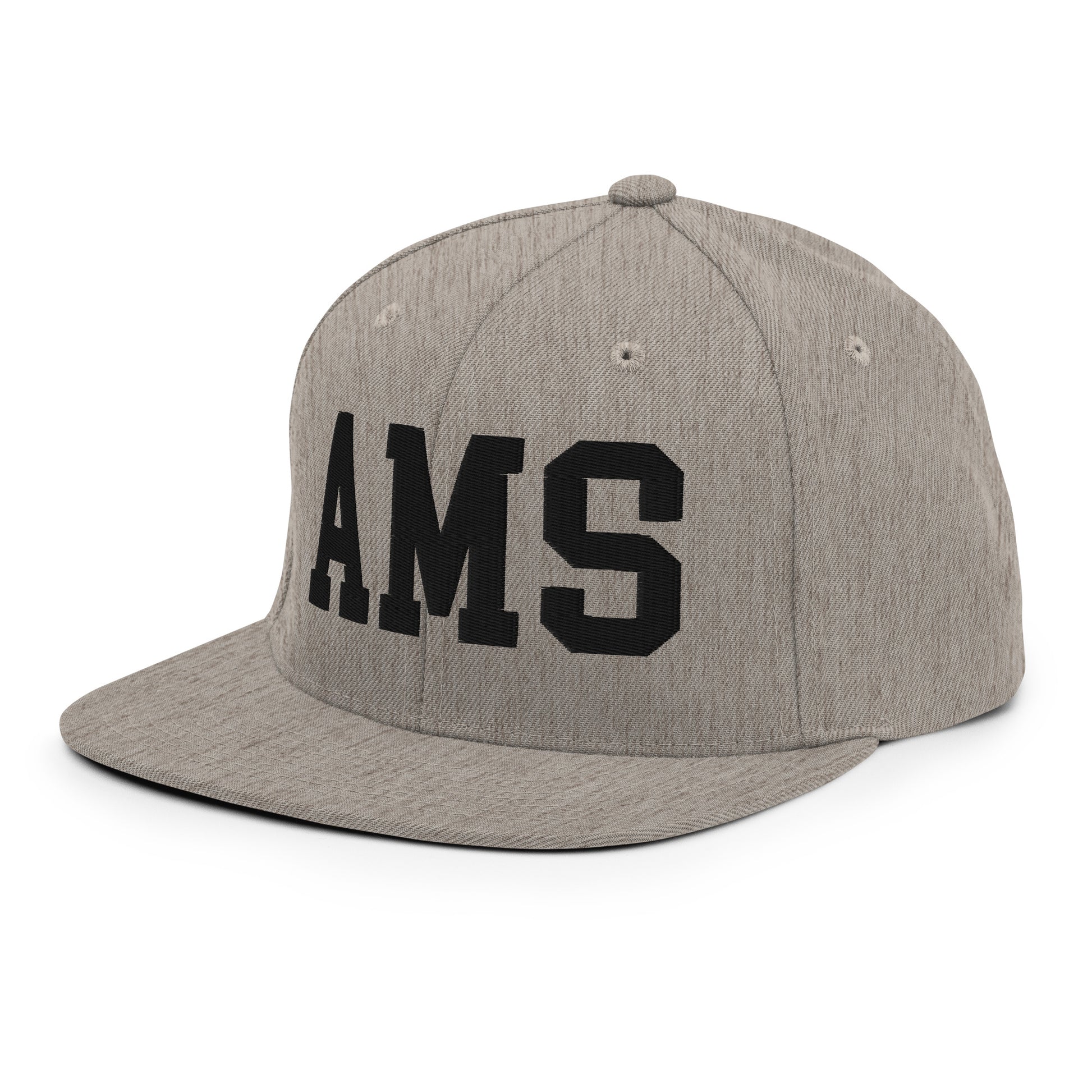 College-Style Classic Snapback Hat • Black • AMS Amsterdam • YHM Designs - Image 29