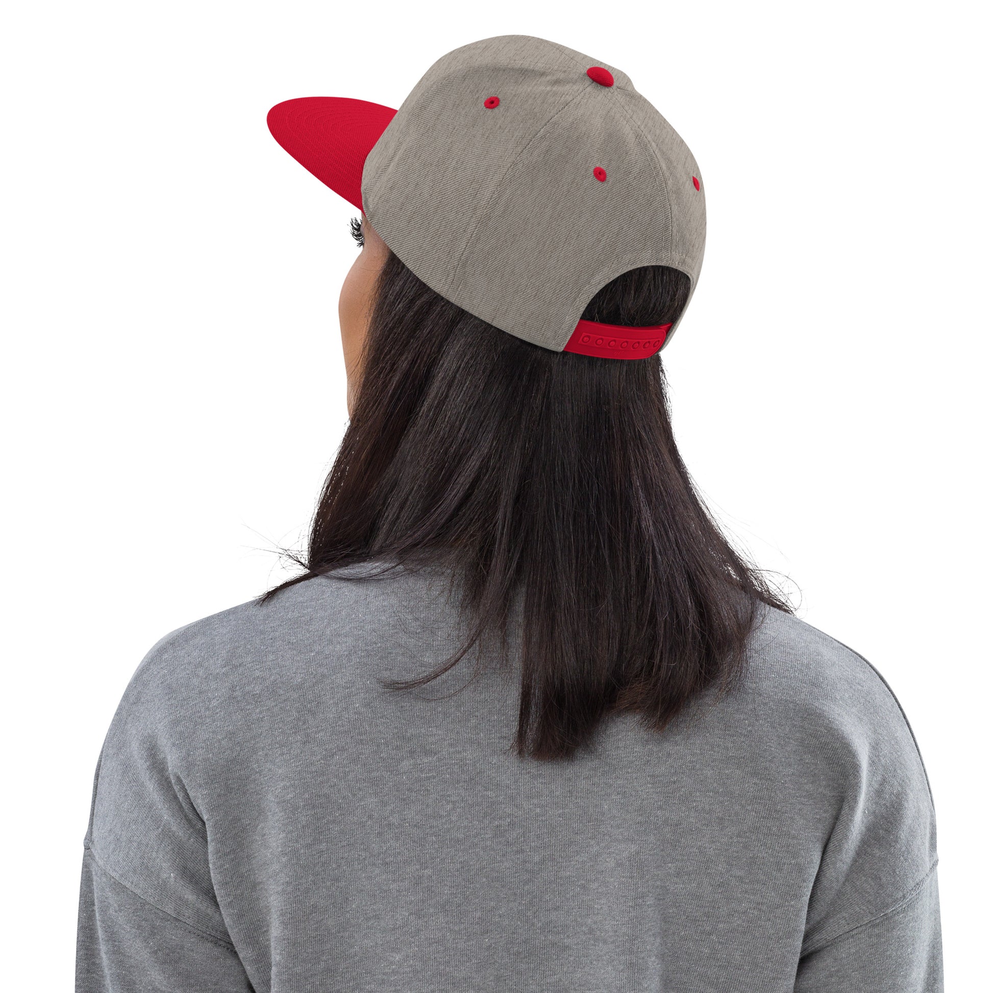 College-Style Classic Snapback Hat • Red • YXY Whitehorse • YHM Designs - Image 03