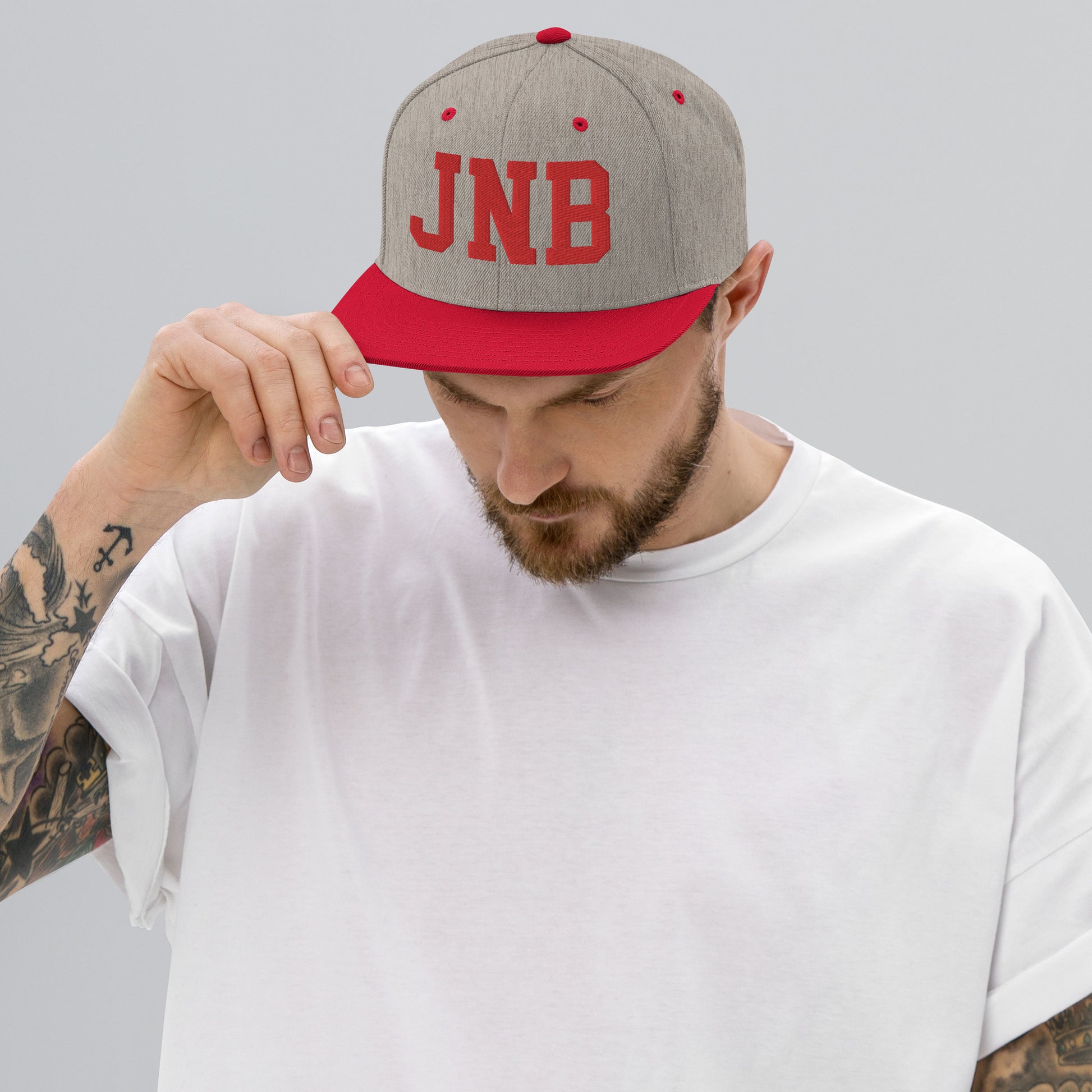 College-Style Classic Snapback Hat • Red • JNB Johannesburg • YHM Designs - Image 06
