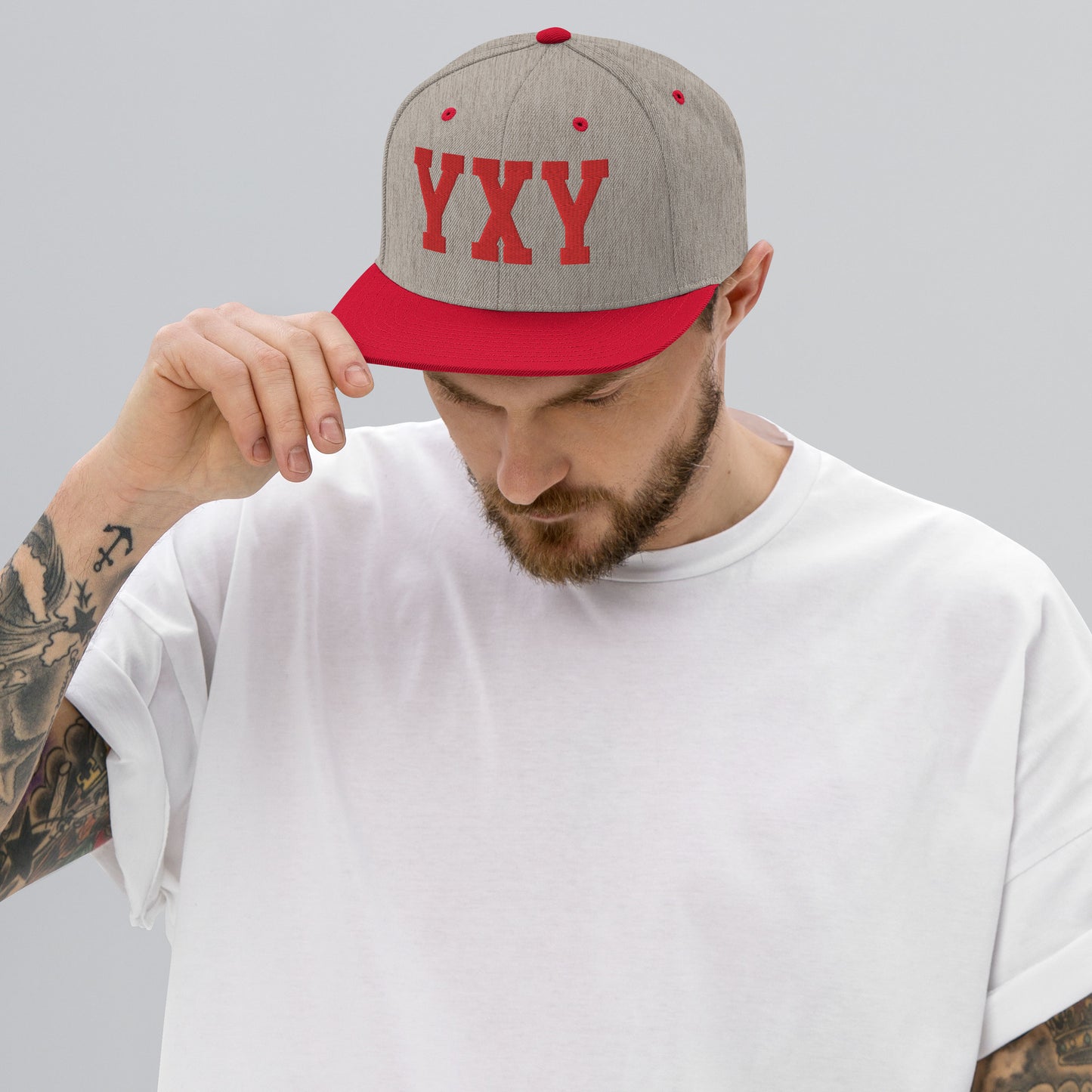 College-Style Classic Snapback Hat • Red • YXY Whitehorse • YHM Designs - Image 06