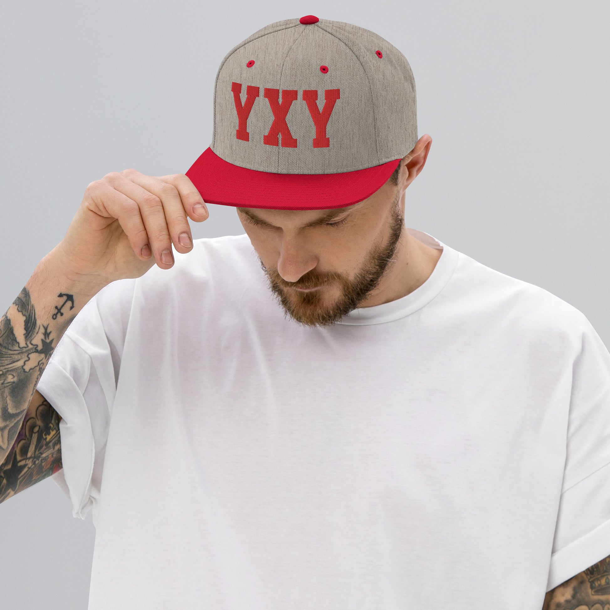 College-Style Classic Snapback Hat • Red • YXY Whitehorse • YHM Designs - Image 06