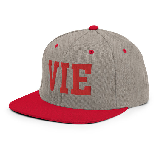 College-Style Classic Snapback Hat • Red • VIE Vienna • YHM Designs - Image 01