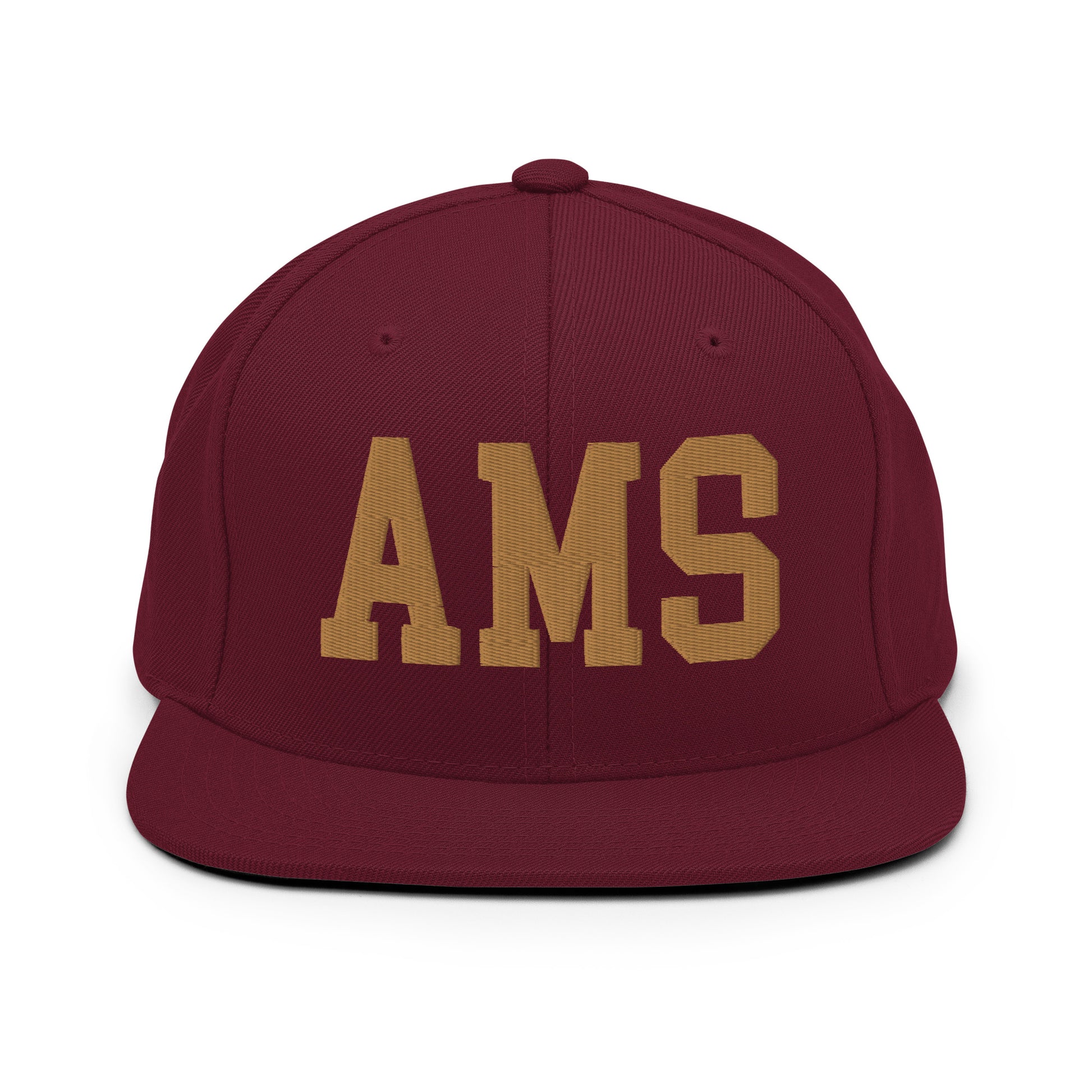 College-Style Classic Snapback Hat • Old Gold • AMS Amsterdam Souvenir • YHM Designs - Image 10