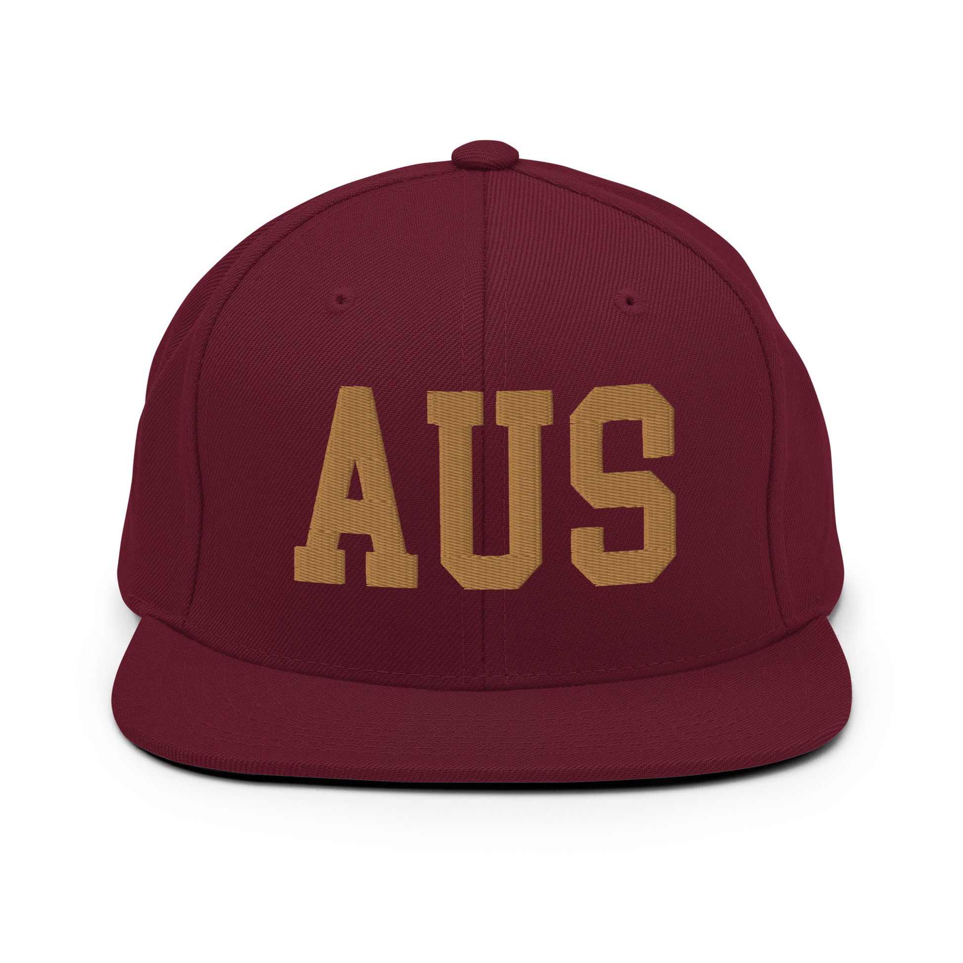 College-Style Classic Snapback Hat • Old Gold • AUS Austin Souvenir • YHM Designs - Image 10