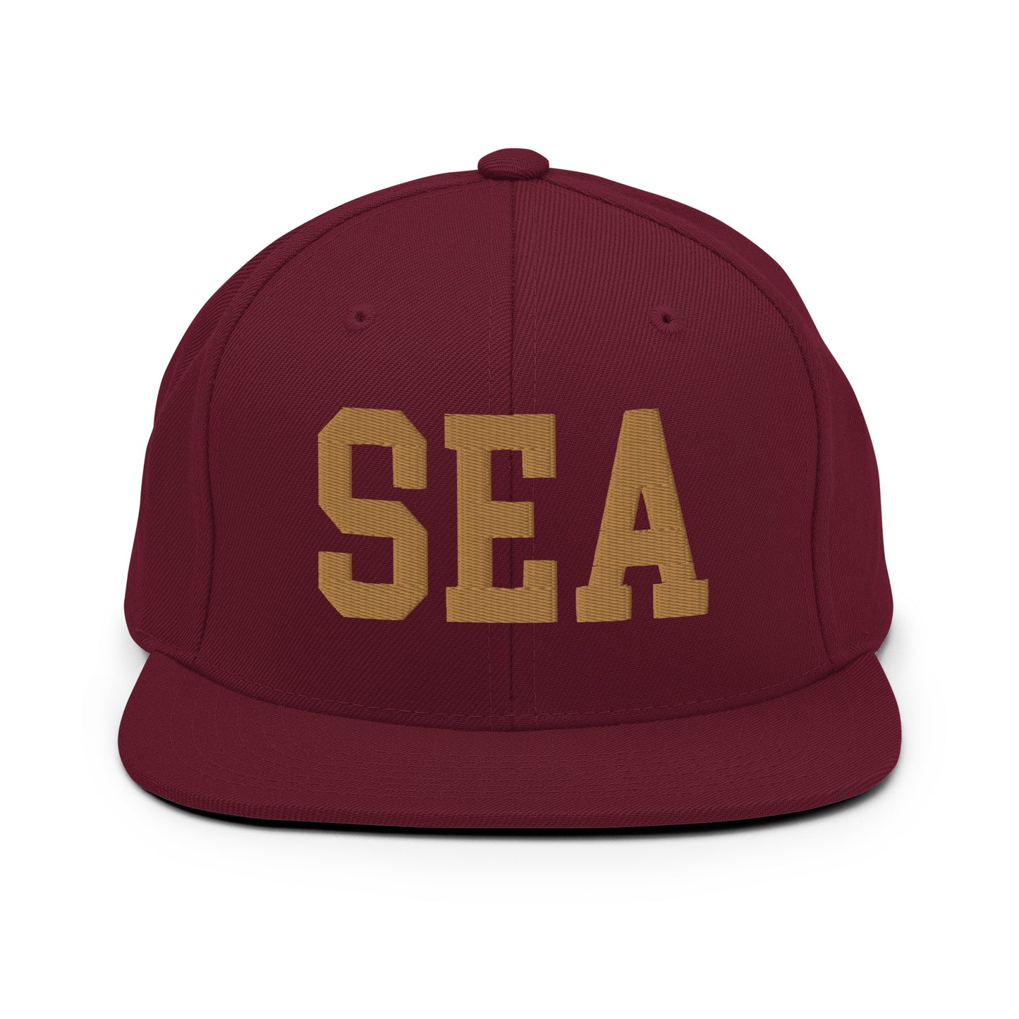 College-Style Classic Snapback Hat • Old Gold • SEA Seattle • YHM Designs - Image 10