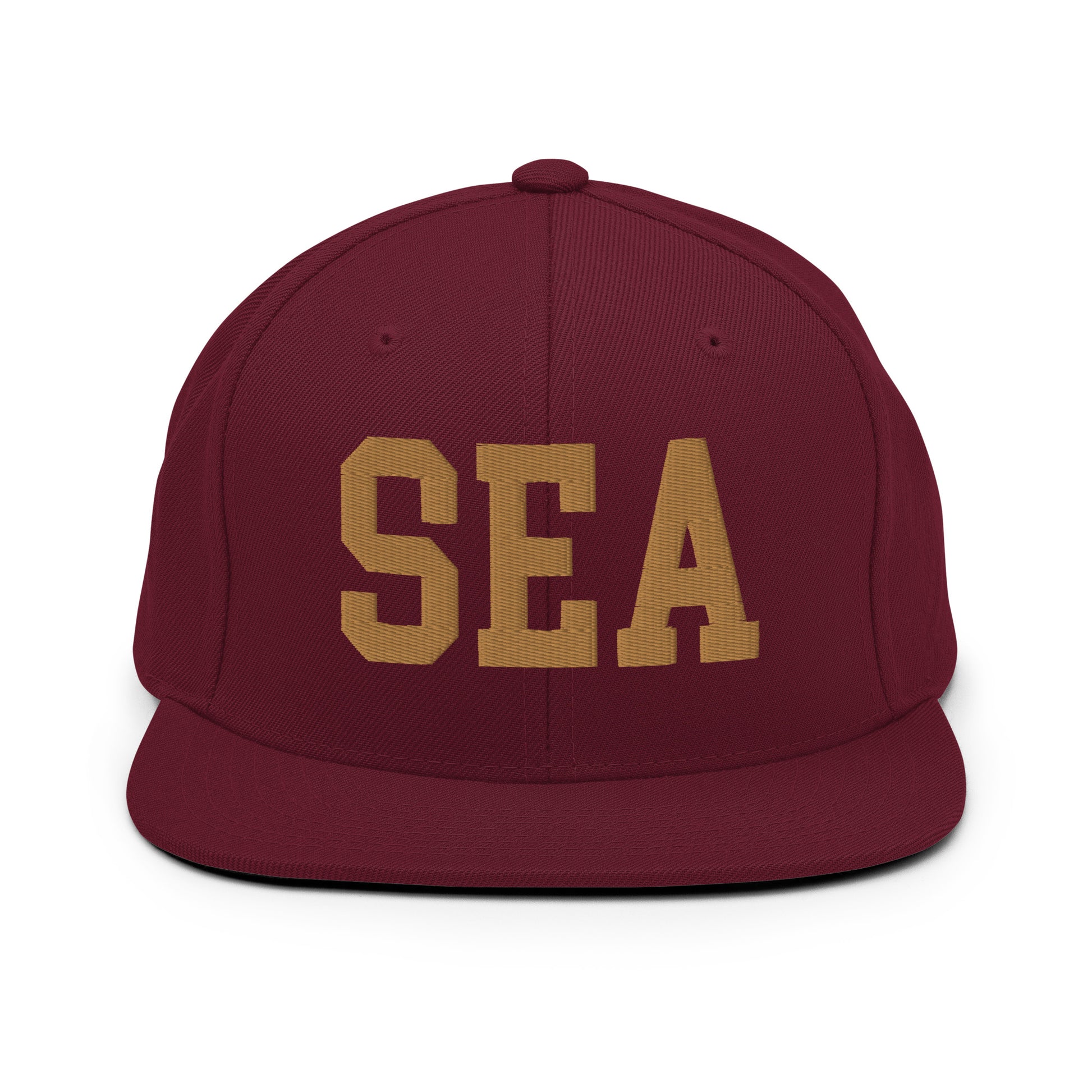 College-Style Classic Snapback Hat • Old Gold • SEA Seattle • YHM Designs - Image 10