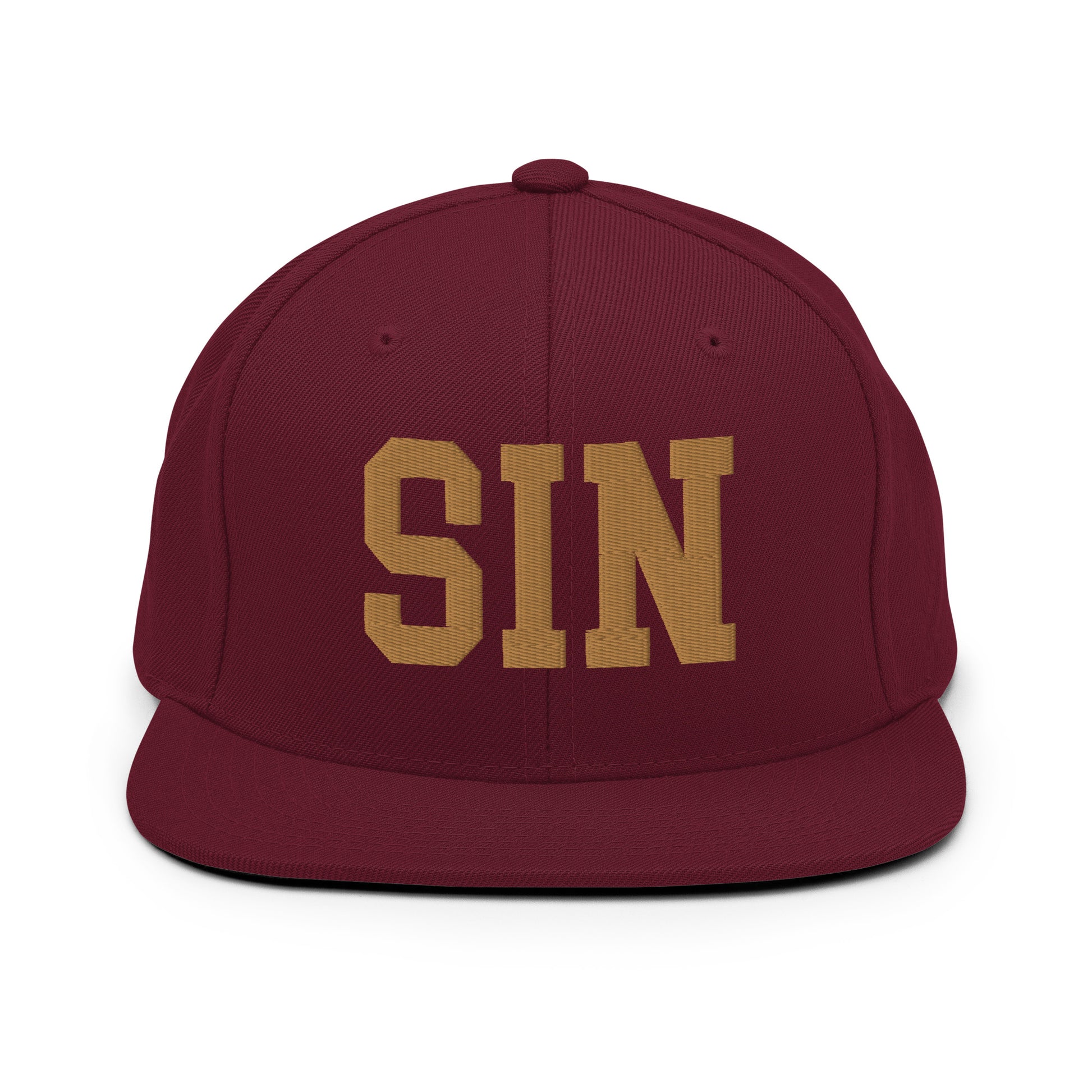 College-Style Classic Snapback Hat • Old Gold • SIN Singapore Souvenir • YHM Designs - Image 10