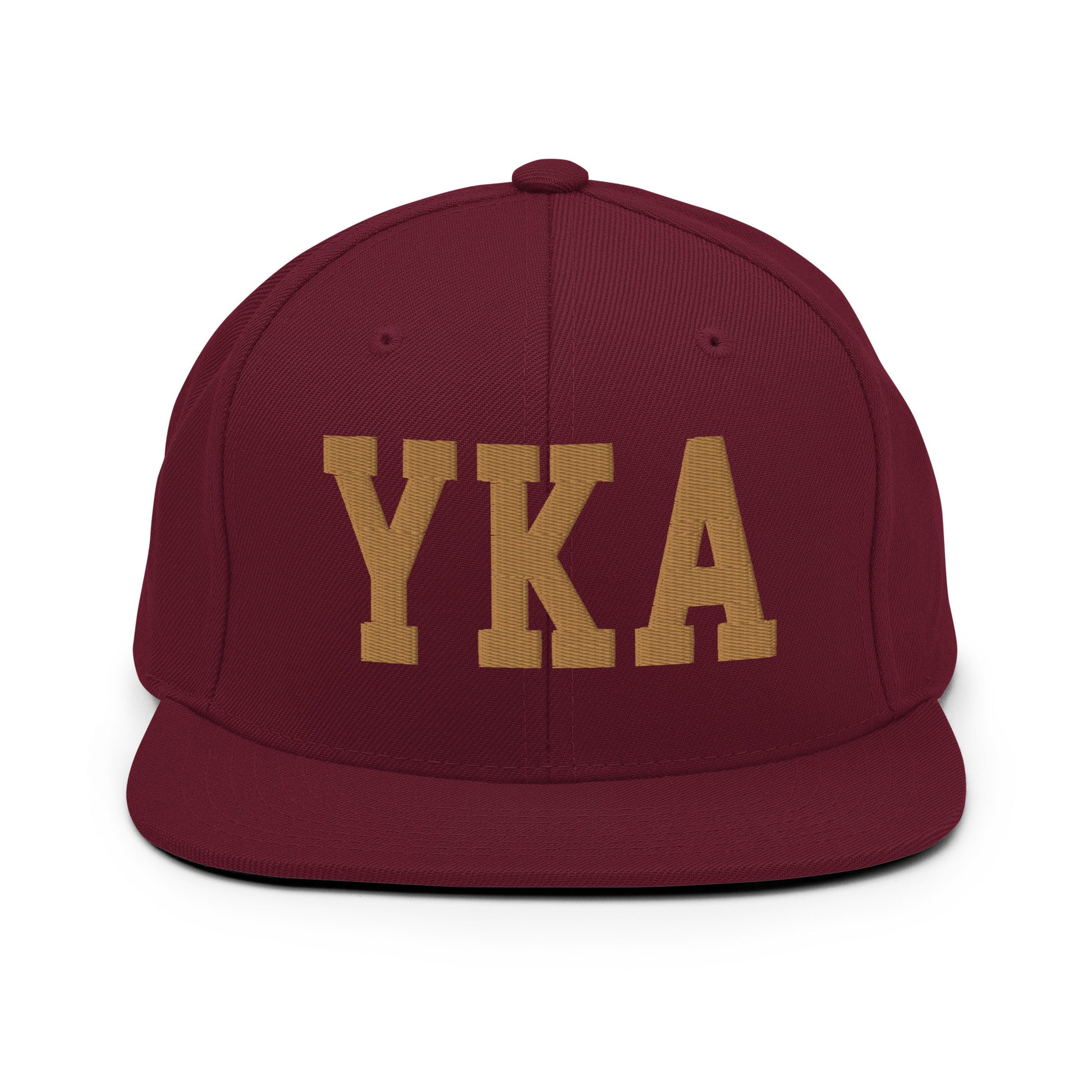 College-Style Classic Snapback Hat • Old Gold • YKA Kamloops Souvenir • YHM Designs - Image 10