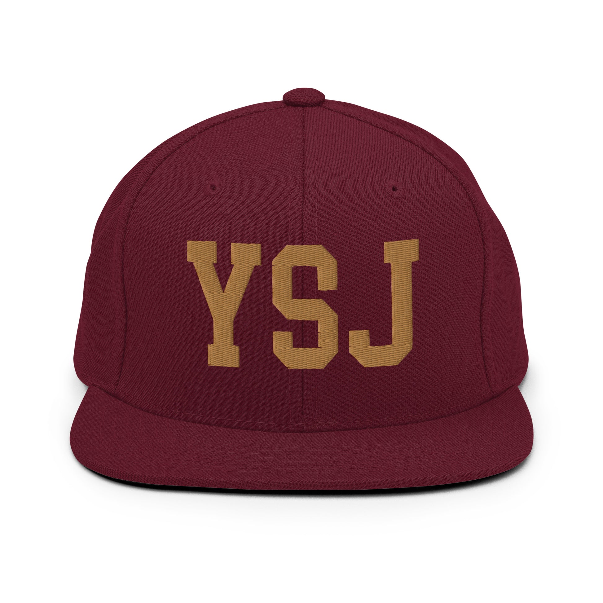 College-Style Classic Snapback Hat • Old Gold • YSJ Saint John Souvenir • YHM Designs - Image 10